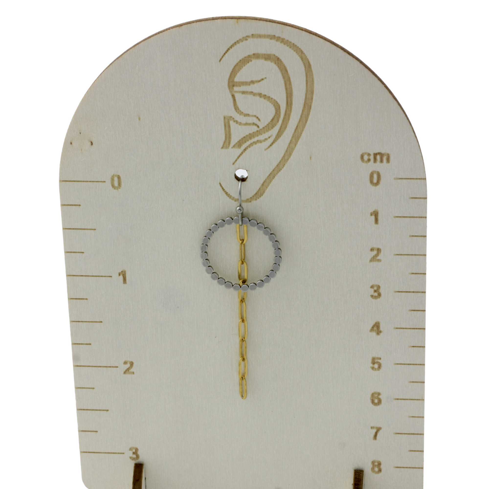 Waterproof "Imperméable” Textured Circle & Paperclip Chain Earrings - Mixed Metal