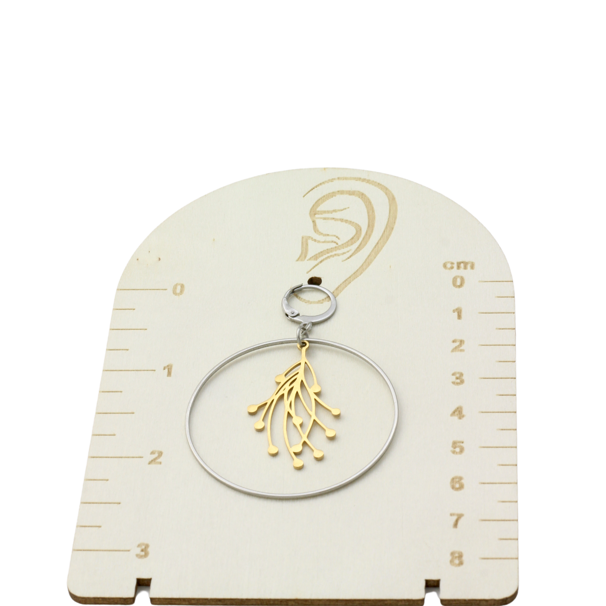 Waterproof "Imperméable” Branch Hoop Leverback Earrings - Mixed Metal