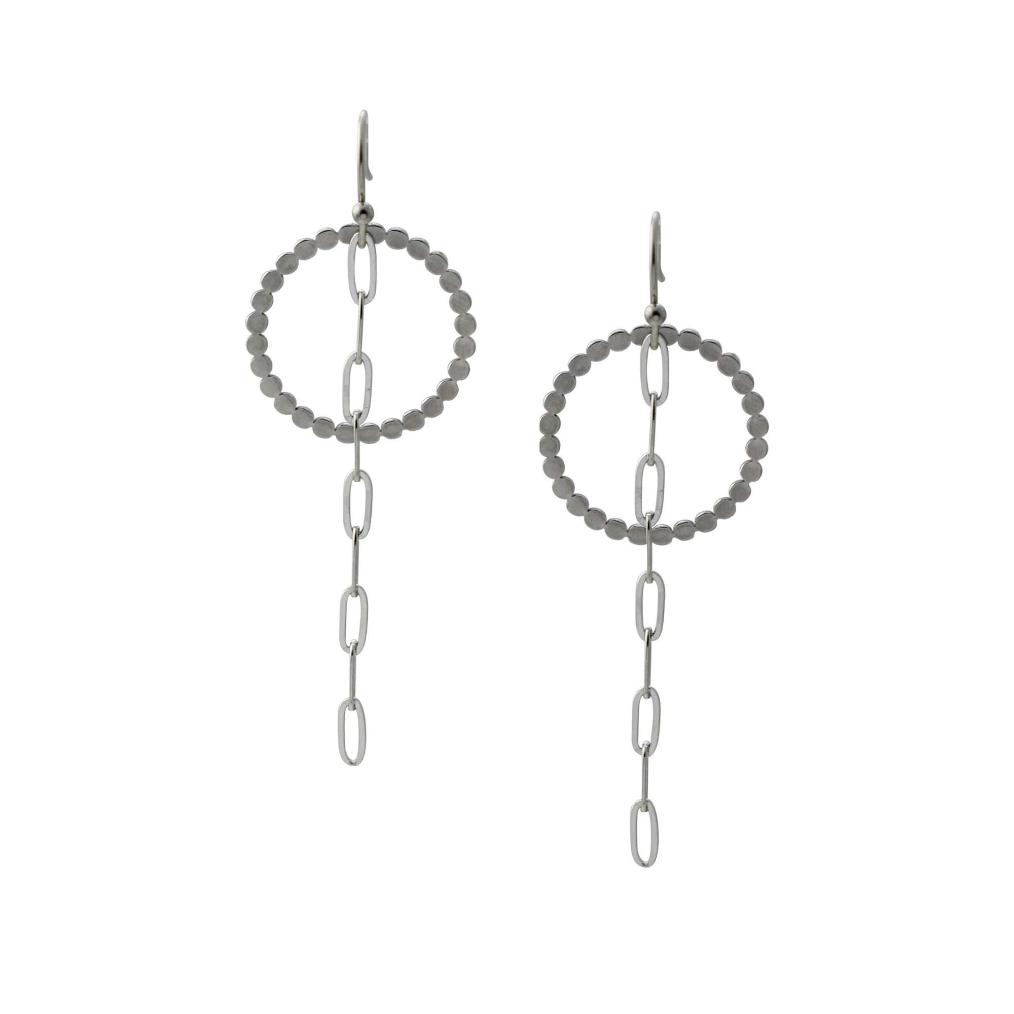 Waterproof "Imperméable” Textured Circle & Paperclip Chain Earrings