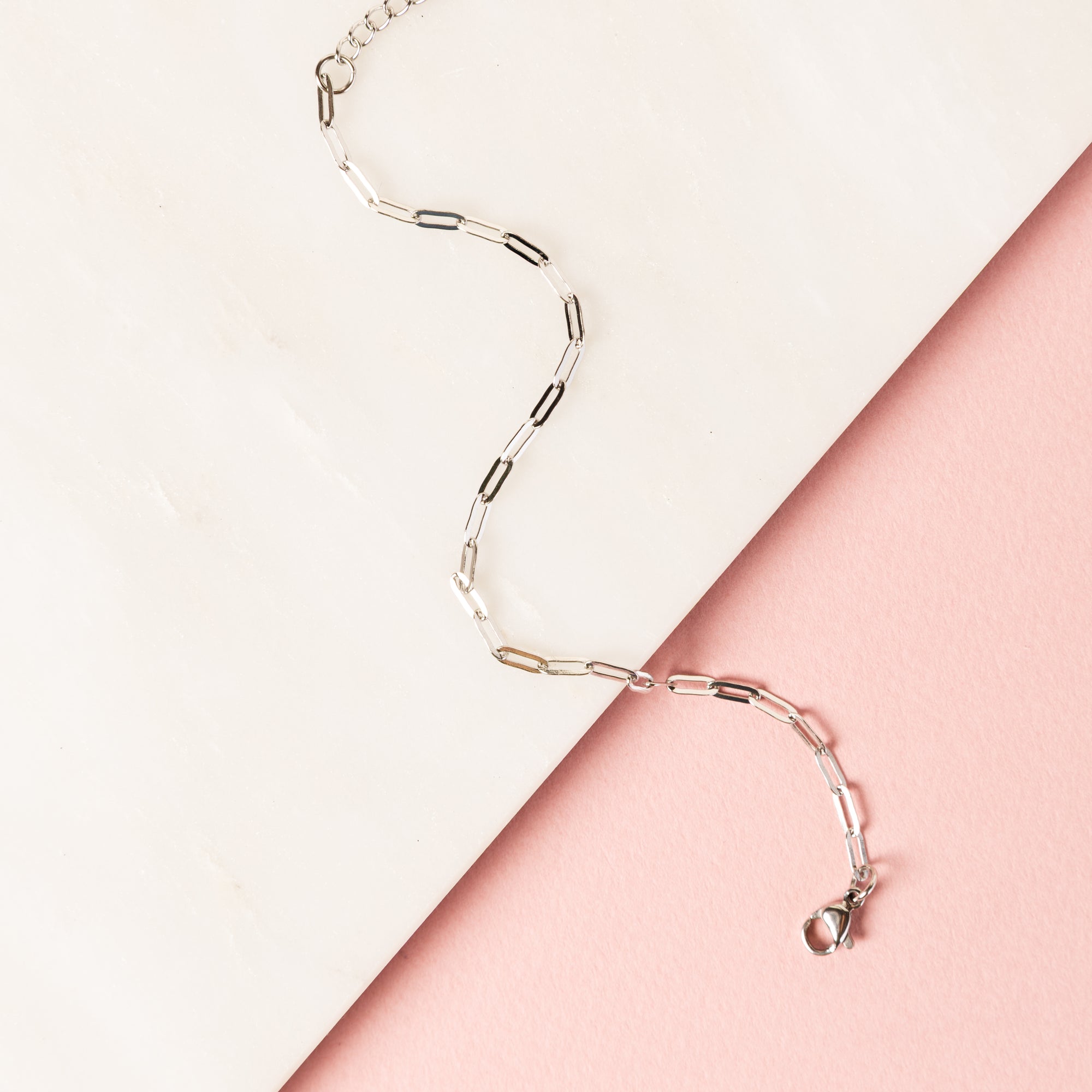 Waterproof "Imperméable” Silver Paperclip Chain Bracelet