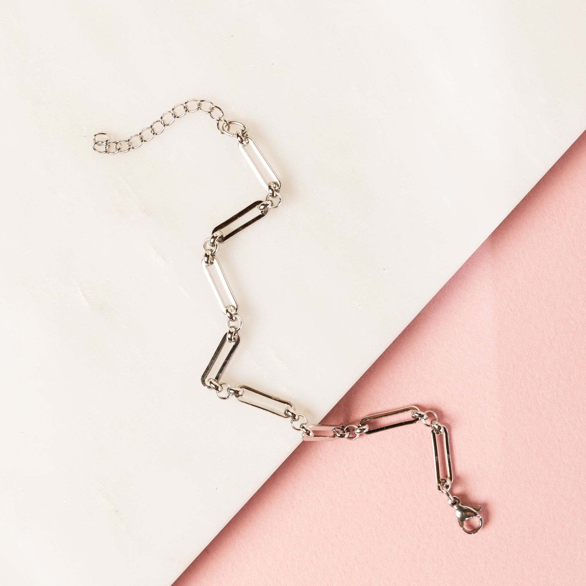 Waterproof "Imperméable” Elongated Retangular Chain Bracelet