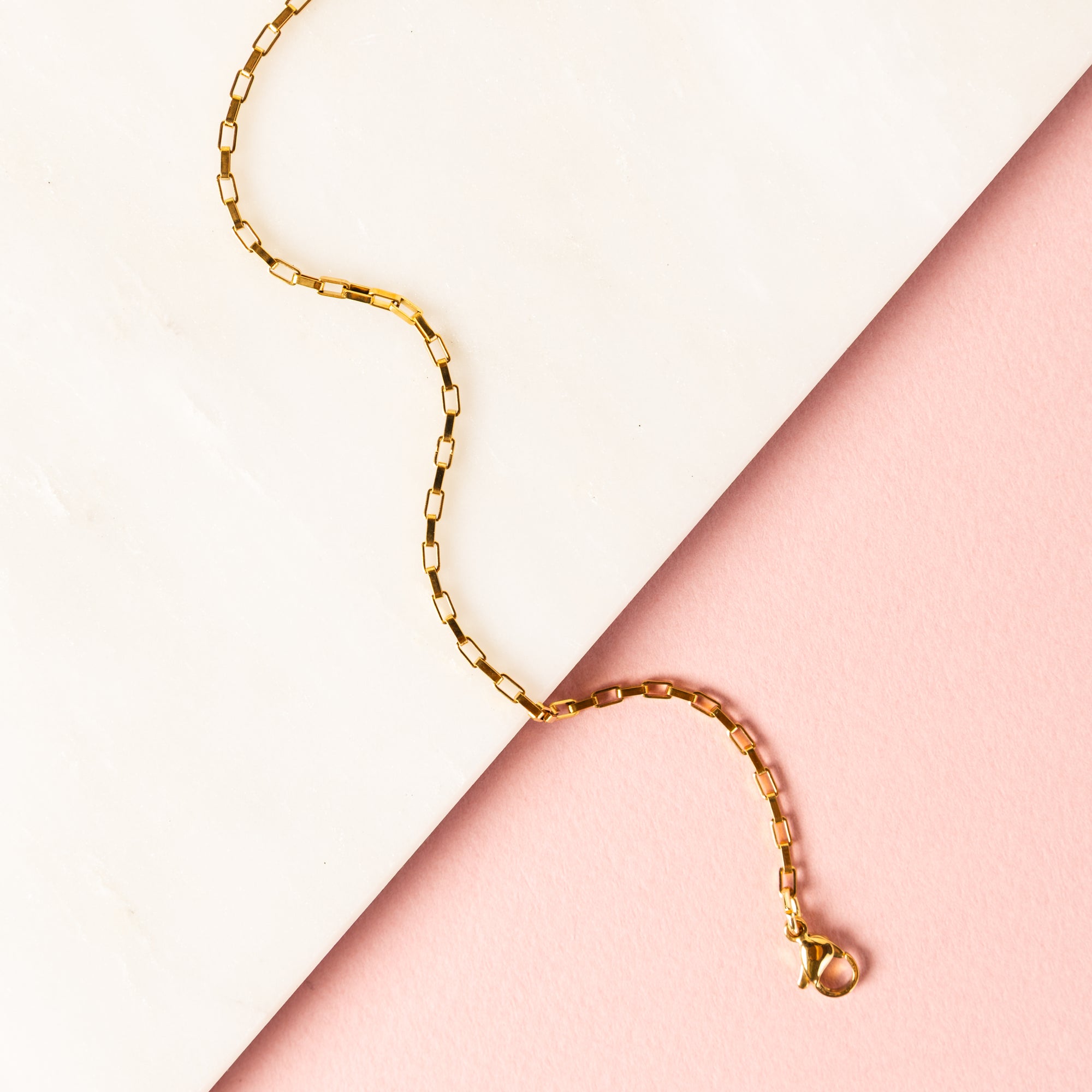 Waterproof "Imperméable” Gold Box Link Bracelet