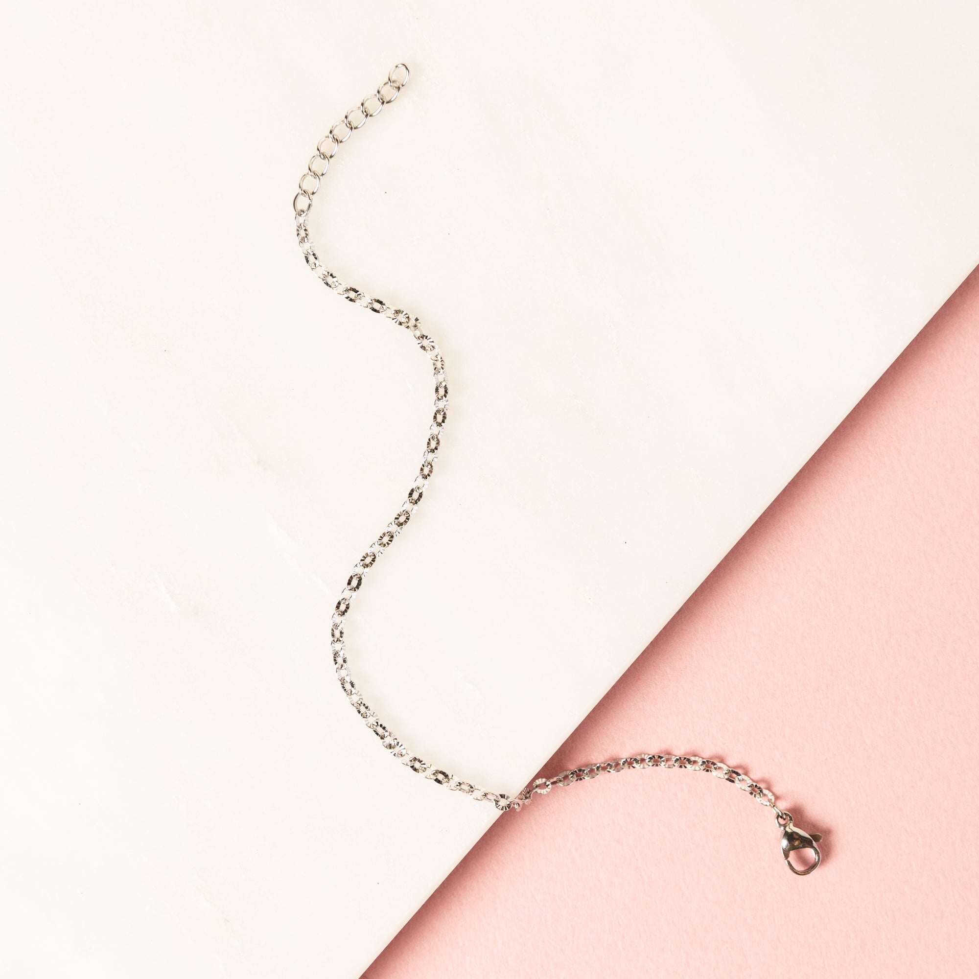Waterproof "Imperméable” Silver Sparkle Link Bracelet