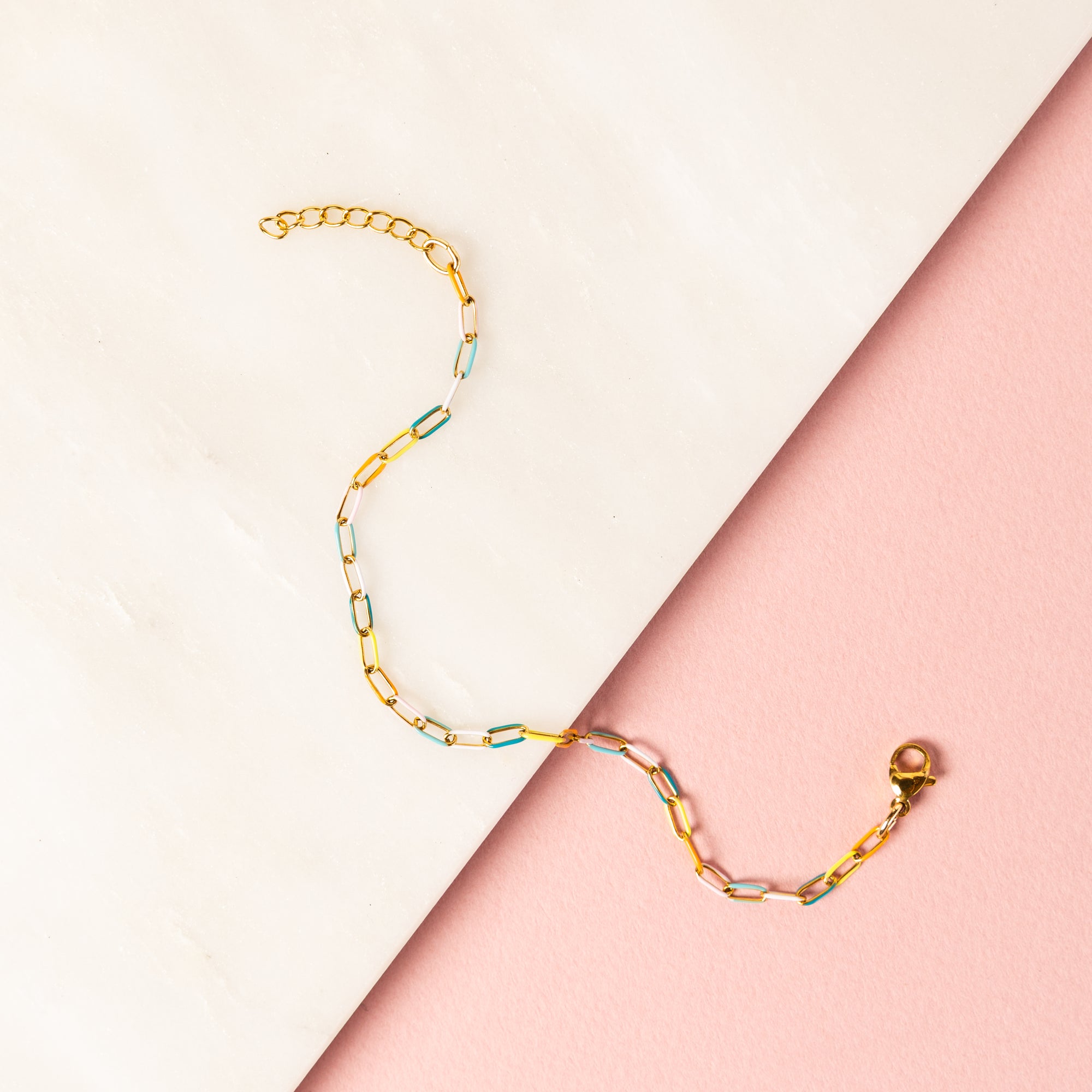 Waterproof "Imperméable” Colorful Enamel Link Bracelet