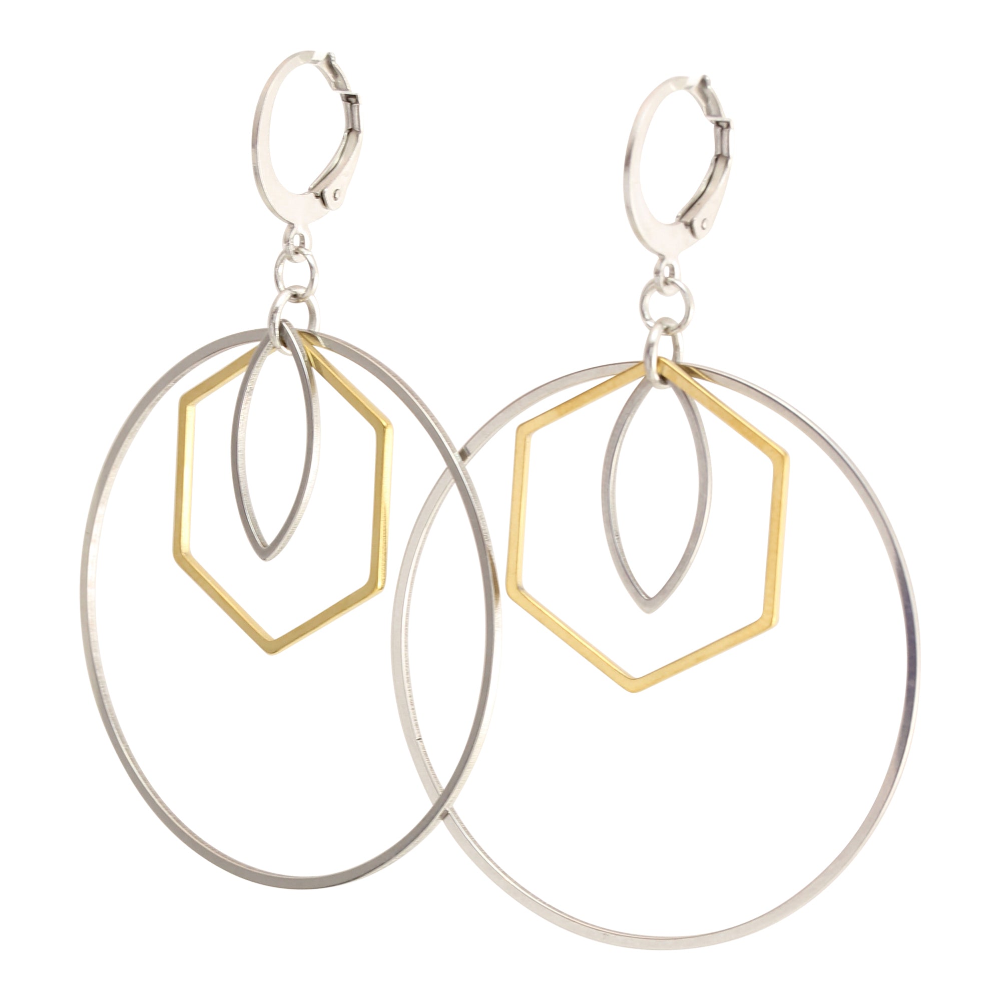 Waterproof "Imperméable” Medium Luxe Hoops in Silver and Gold