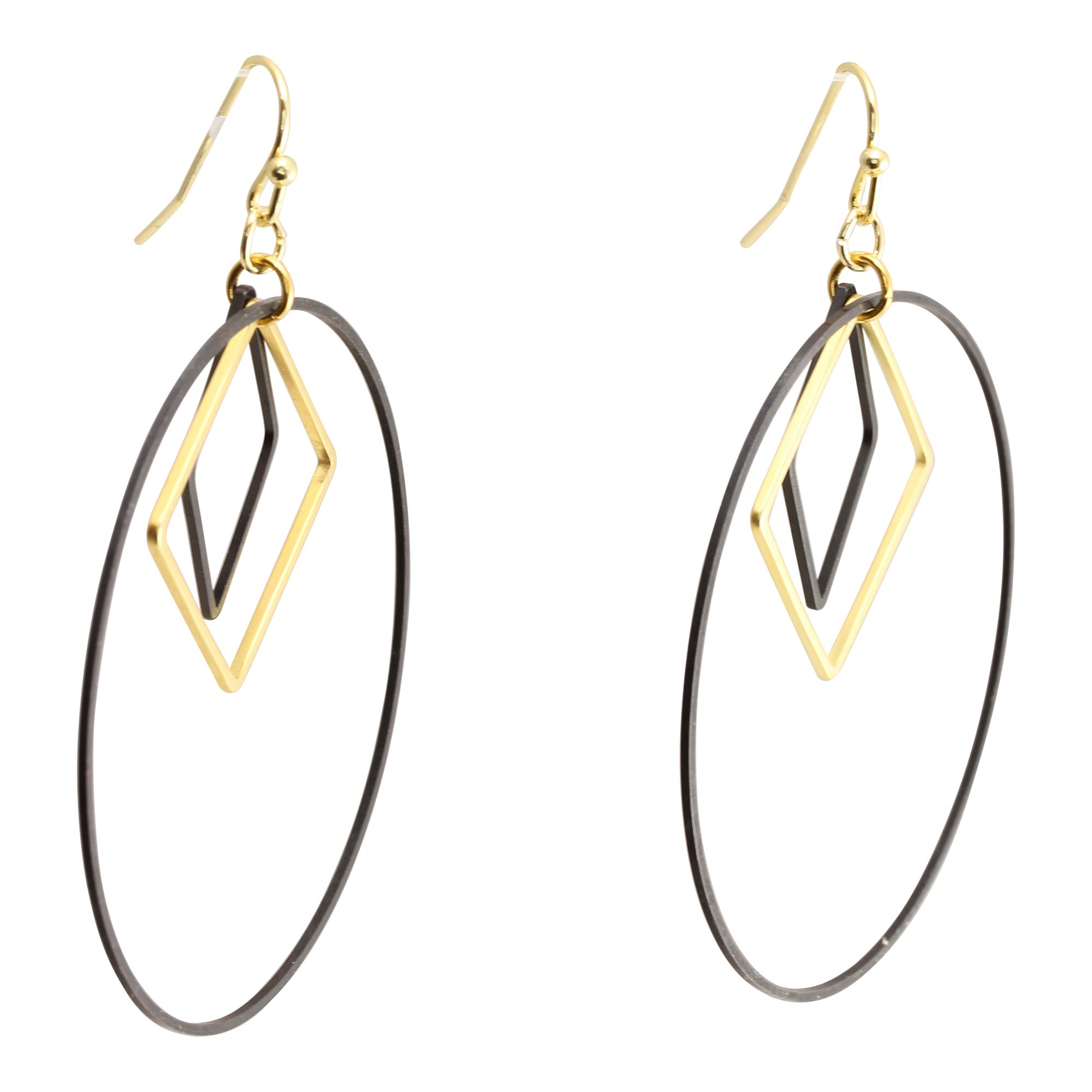 "Le Contour" Large Luxe Hoops in Matte Black & Gold