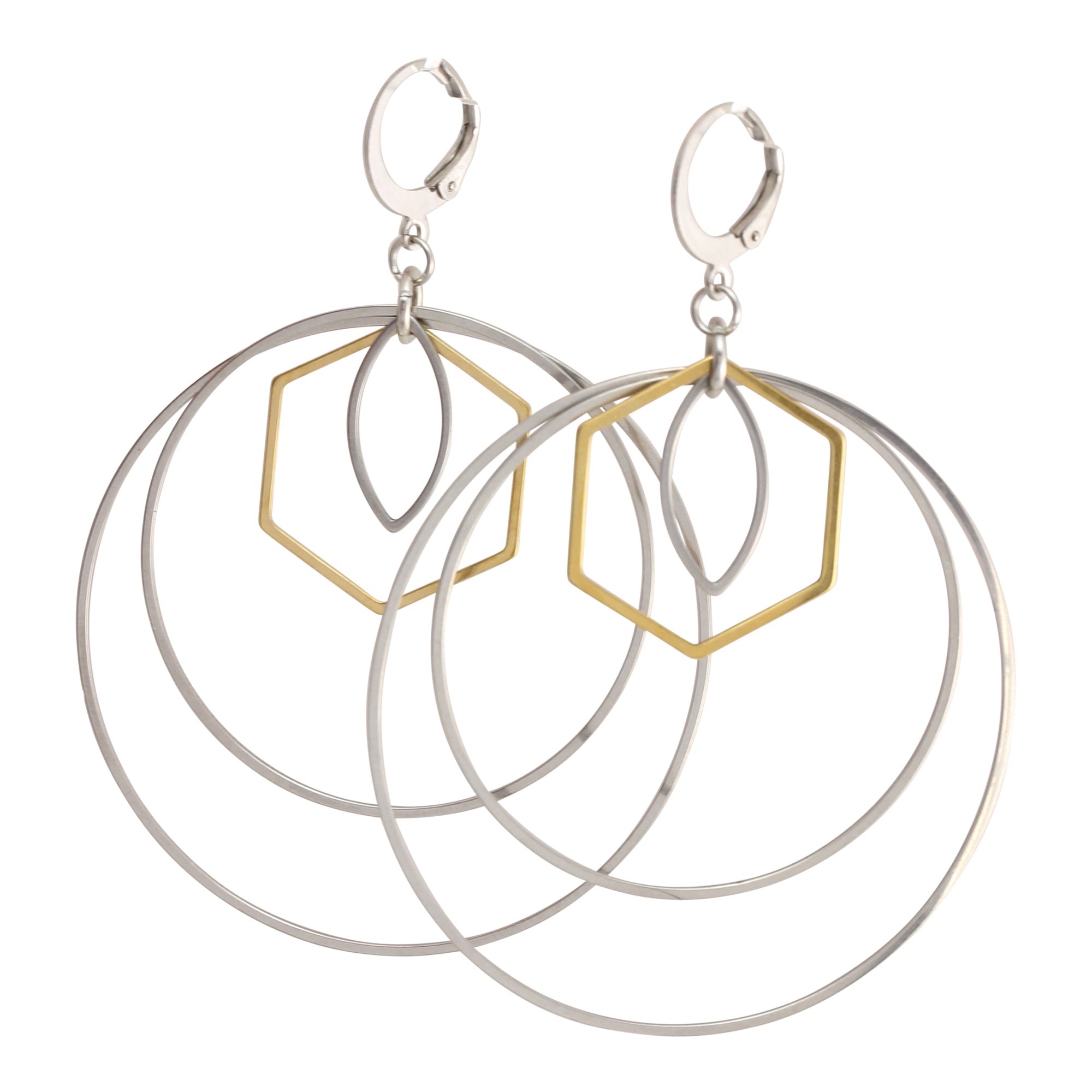 Waterproof "Imperméable” Large Luxe Hoops in Silver and Gold