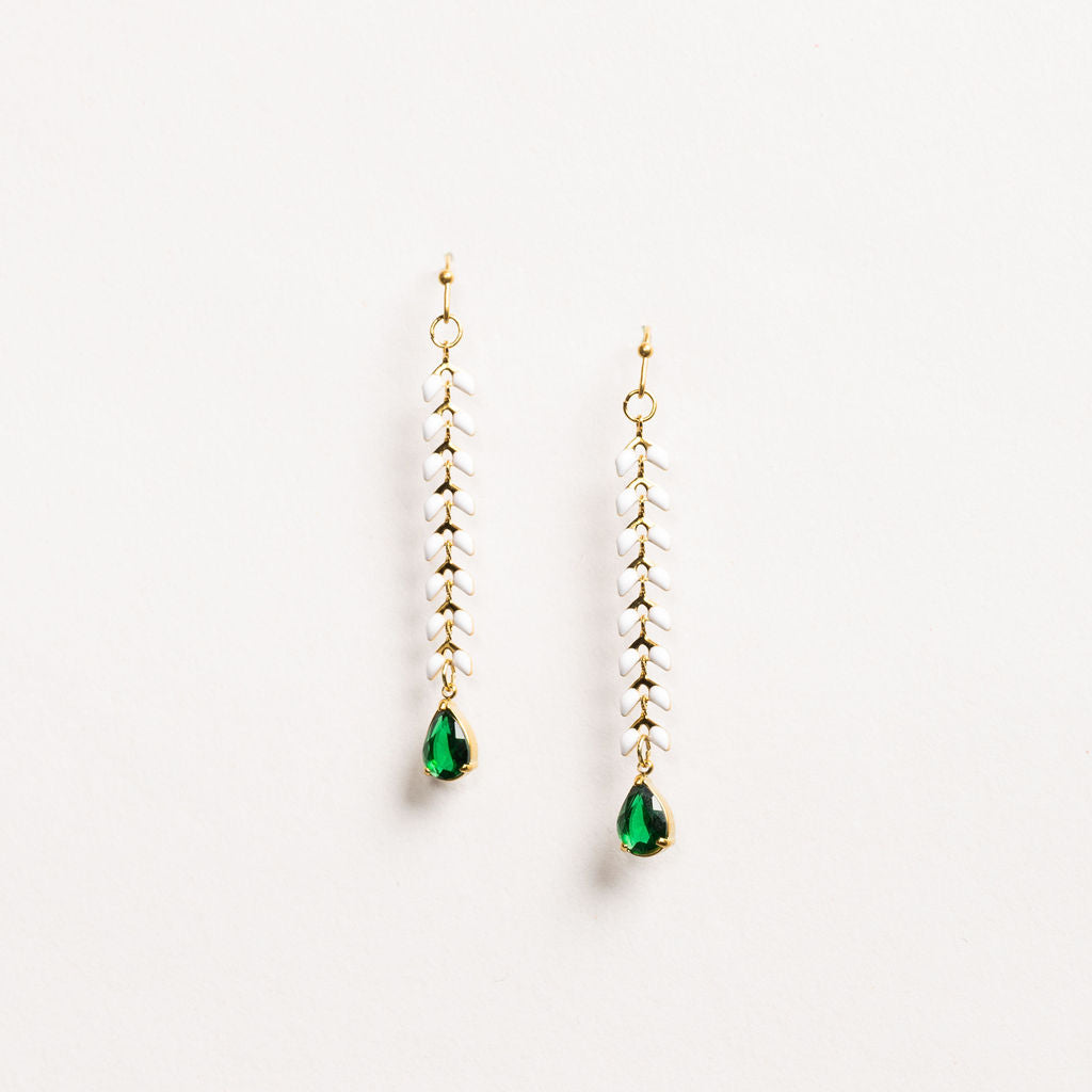 Waterproof "Imperméable” Elara Crystal & Chevron Dangle Earrings