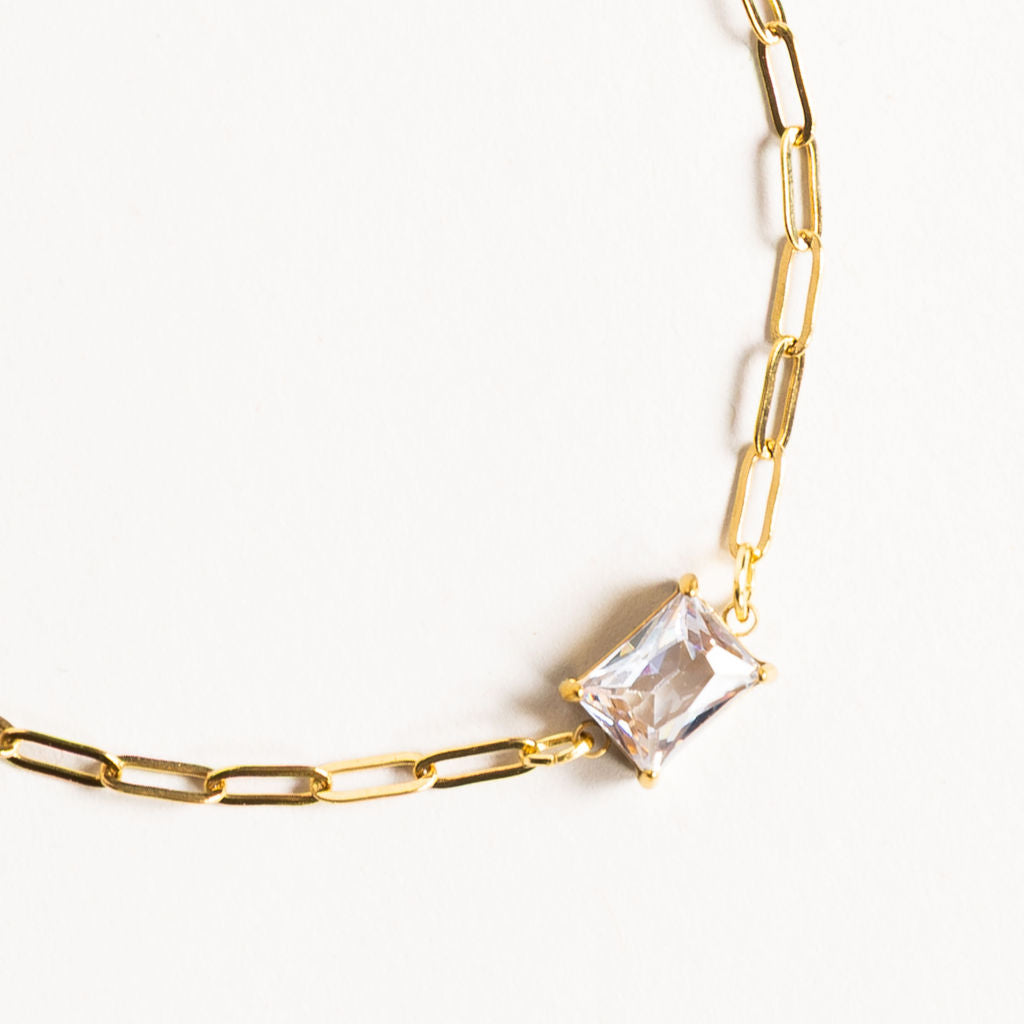 Waterproof "Imperméable” Sherlita Crystal Gold Paperclip Bracelet
