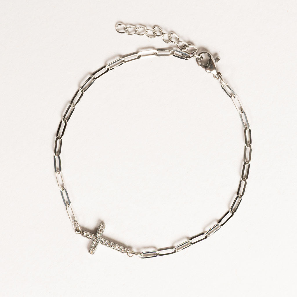 Waterproof "Imperméable” Le Croix Silver Cross Bracelet