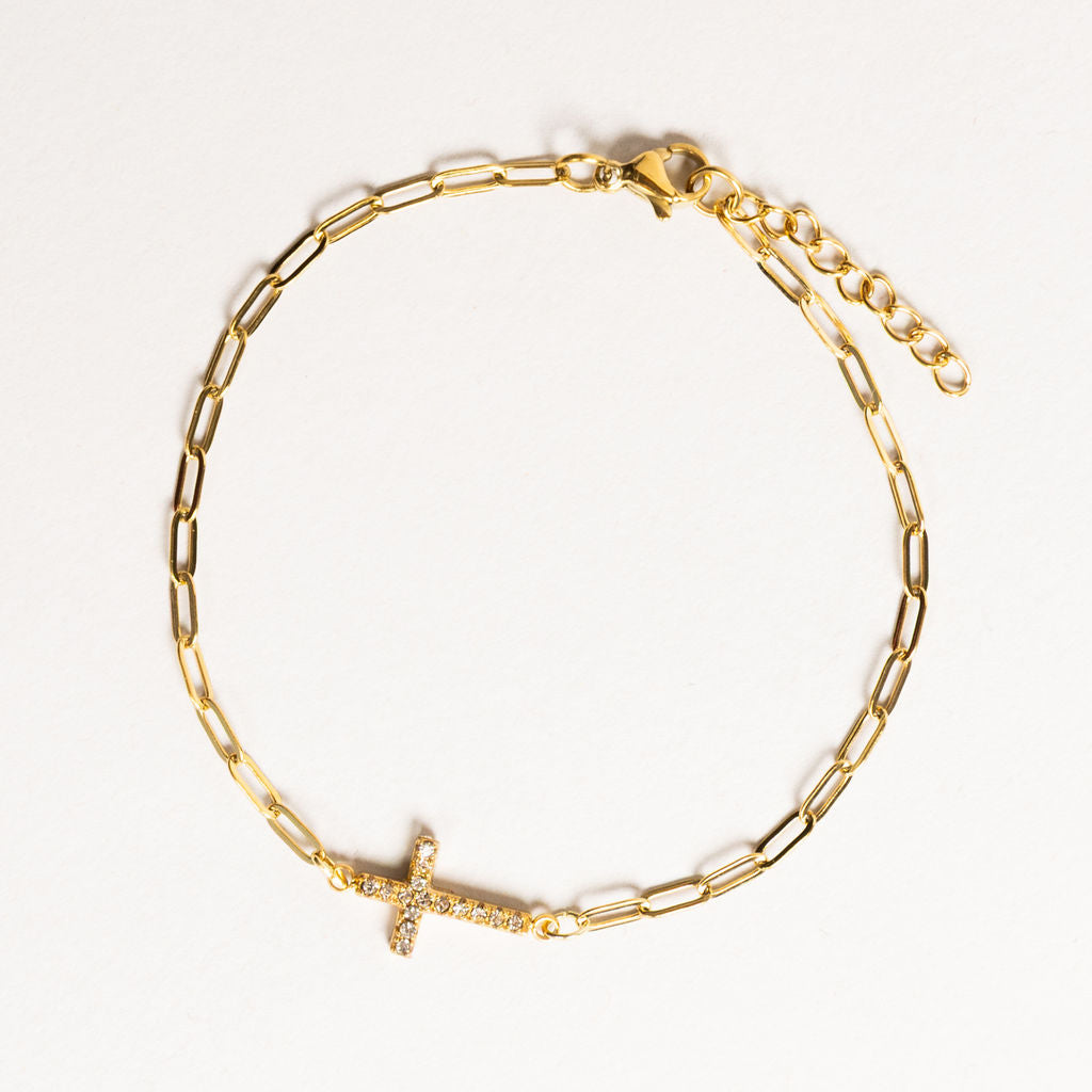 Waterproof "Imperméable” Le Croix Gold Cross Bracelet