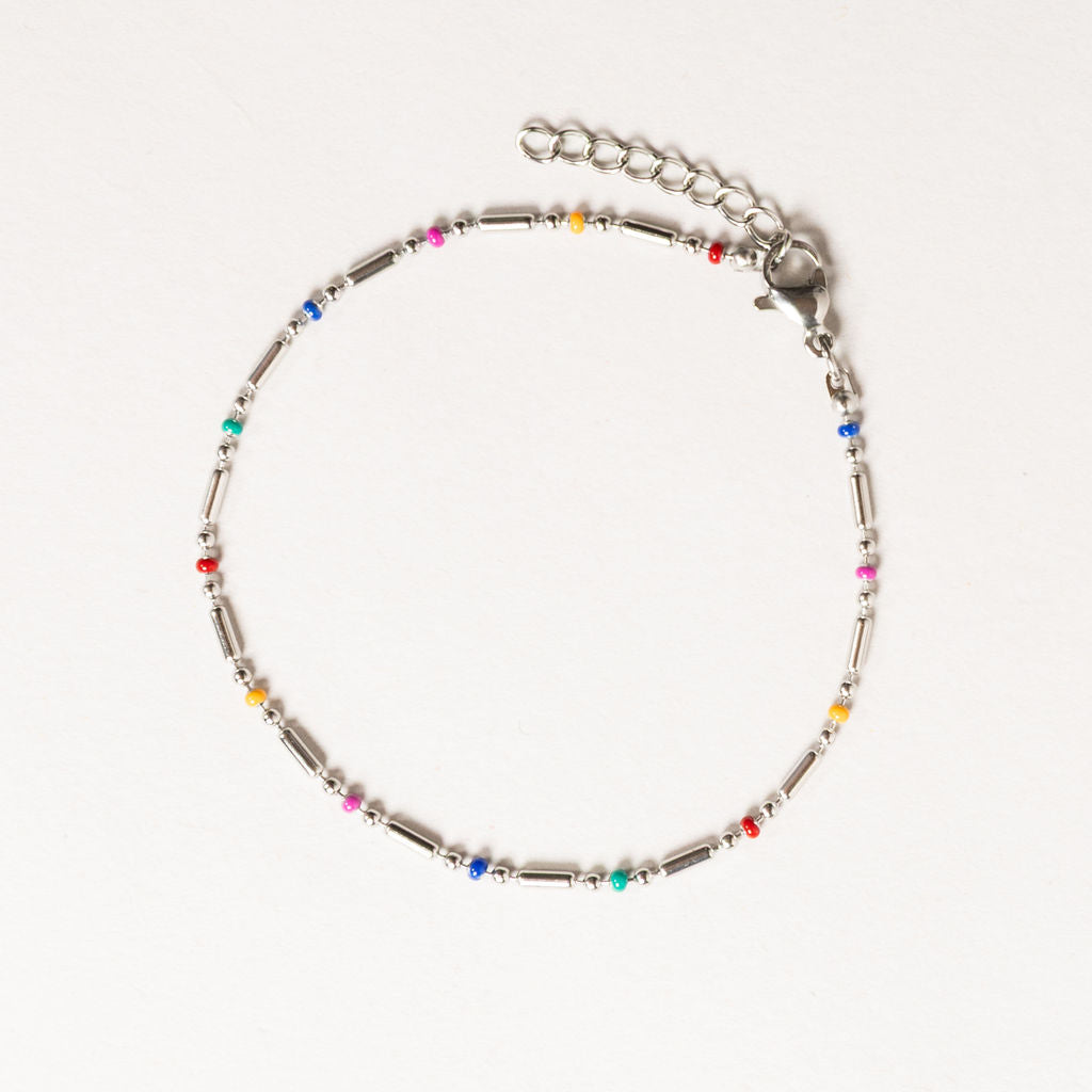 Waterproof "Imperméable” Isla Enamel Silver Bracelet