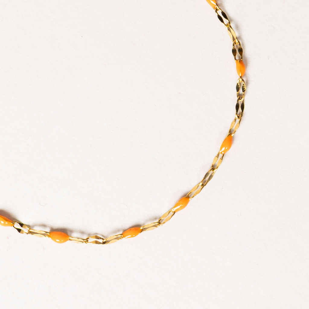 Waterproof "Imperméable” Aria Orange Enamel Marquise Chain Bracelet