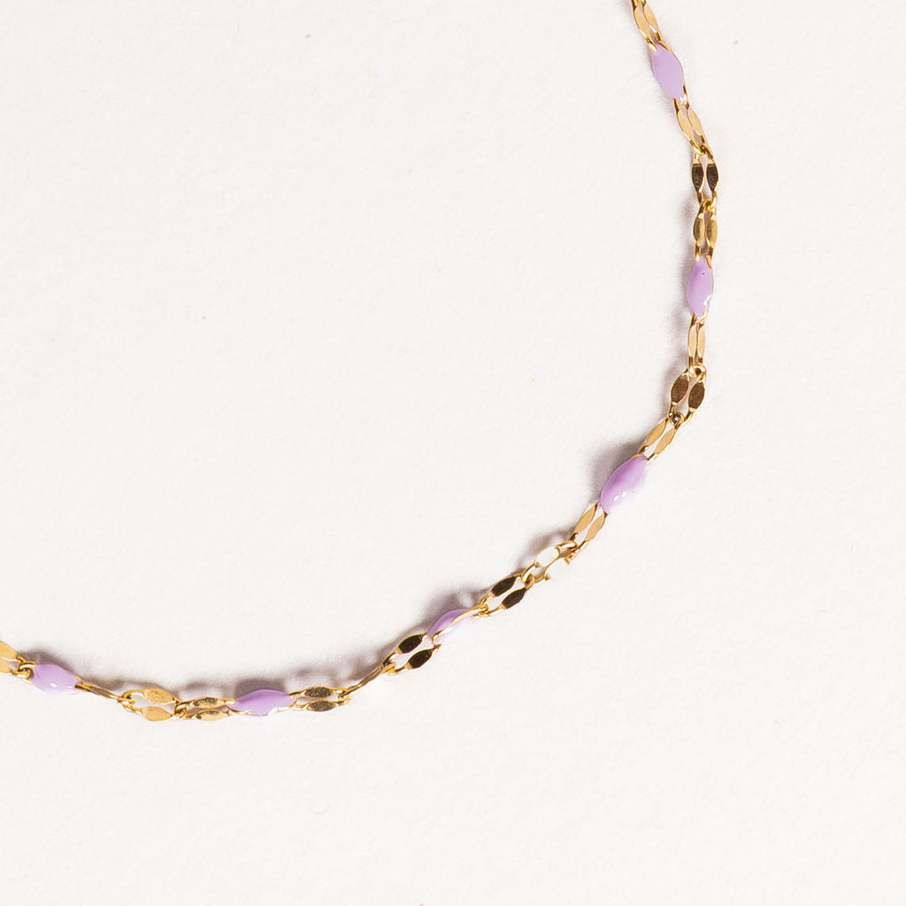 Waterproof "Imperméable” Aria Pastel Purple Enamel Marquise Chain Bracelet