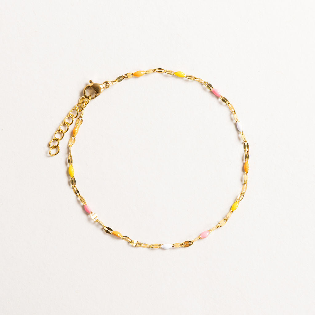 Waterproof "Imperméable” Aria Tropical Enamel Marquise Chain Bracelet