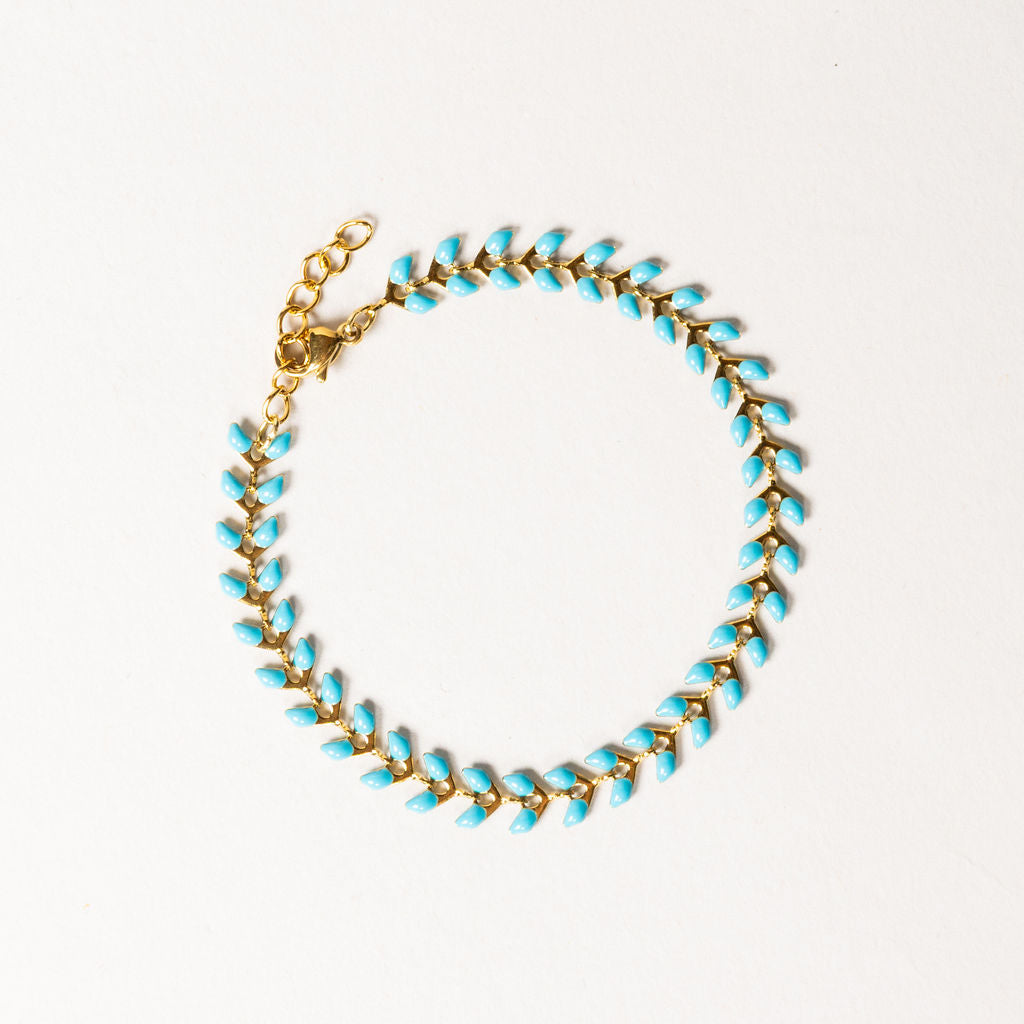 Waterproof "Imperméable” Elara Turquoise Blue Chevron Bracelet