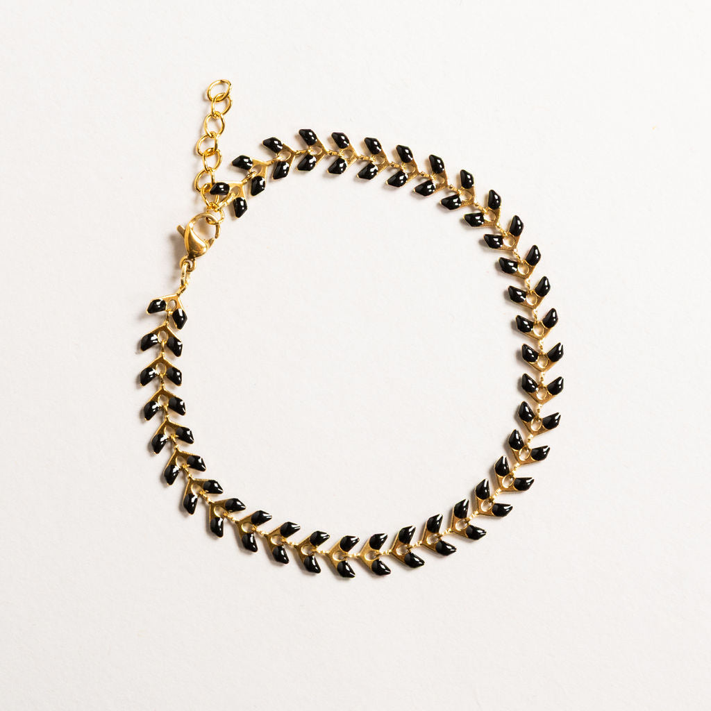 Waterproof "Imperméable” Elara Black Chevron Bracelet