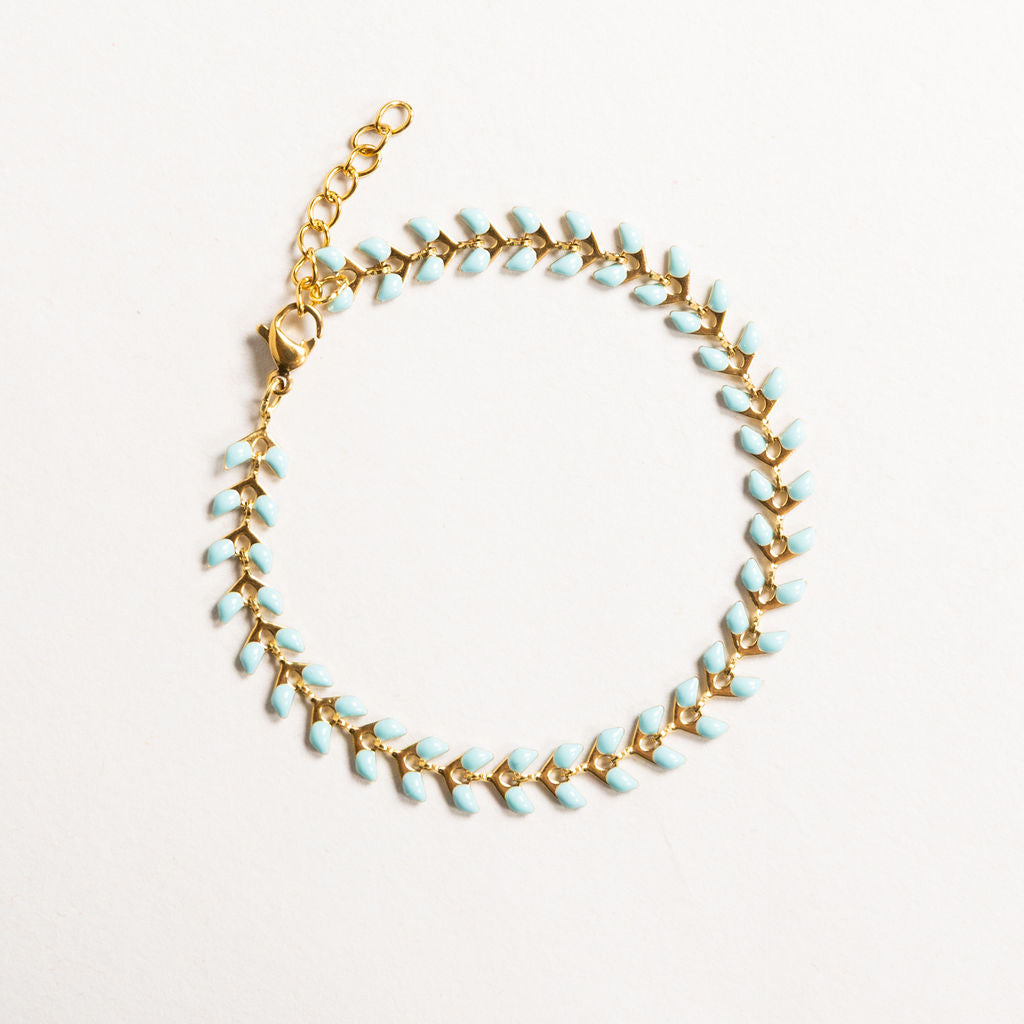 Waterproof "Imperméable” Elara Pale Turquoise Blue Chevron Bracelet