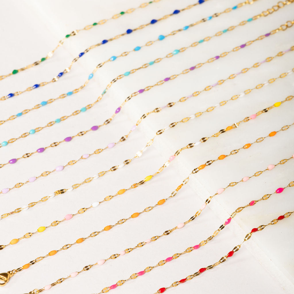 Waterproof "Imperméable” Aria Aqua Blue Enamel Marquise Chain Bracelet