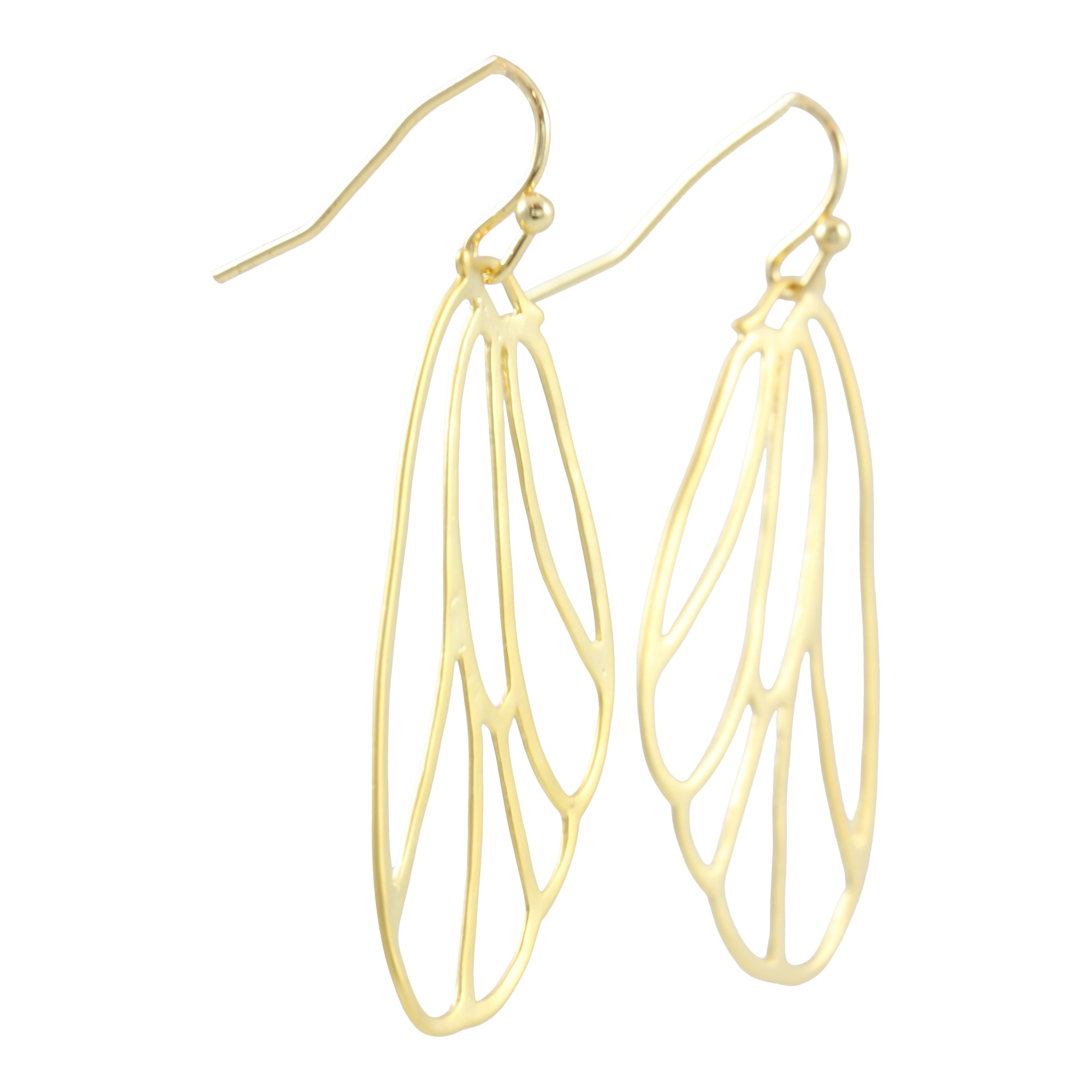 "L'Or" Matte Gold or Silver Filigree Cicada Wing Earrings