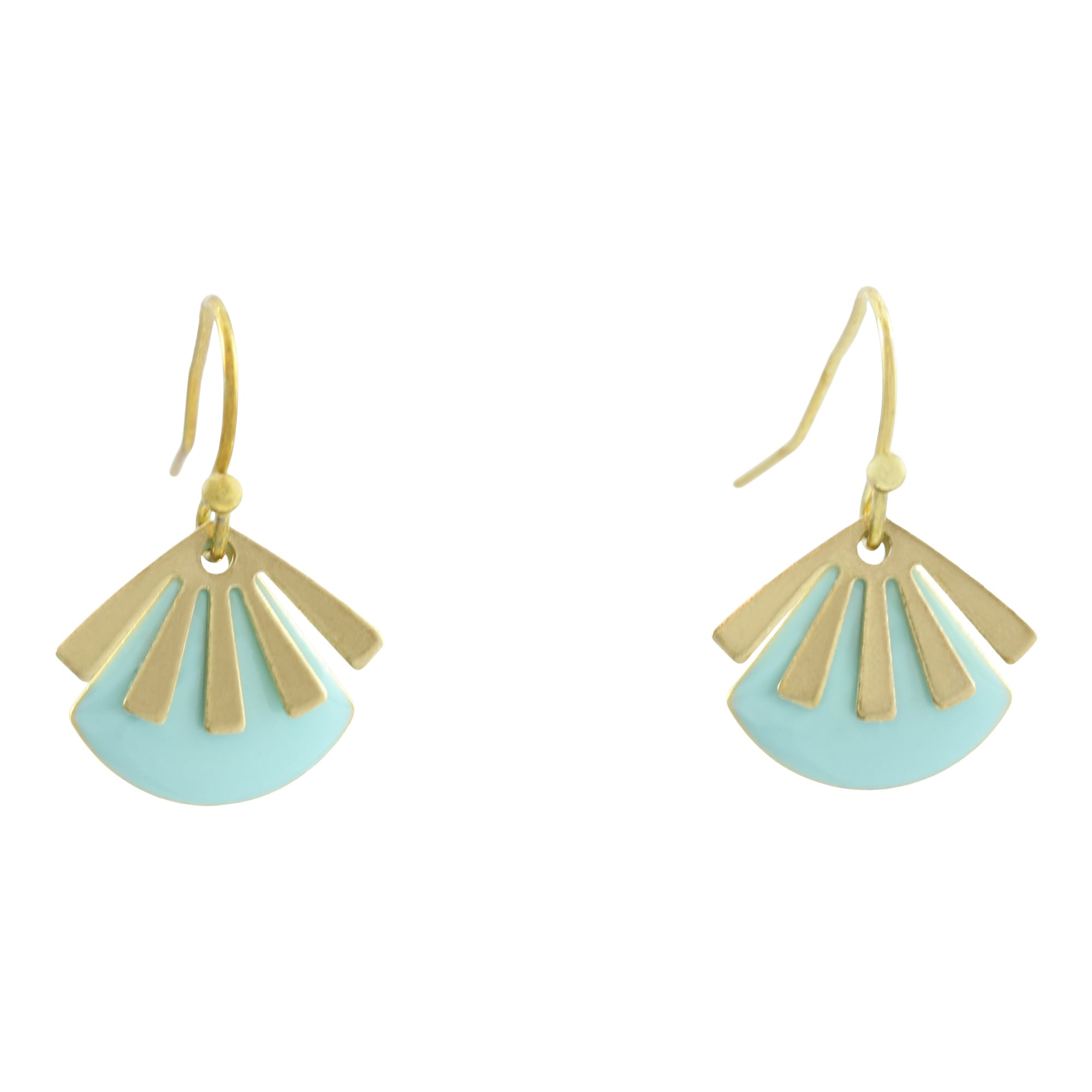 "Le Délice" Aqua Tiny Fan Earrings