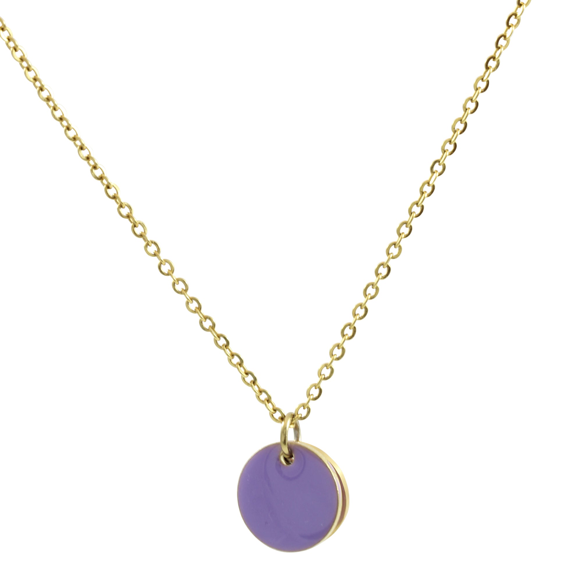 "Le Délice" Waterproof "Imperméable” Personalized Initial Gold Necklace with Lavender Enamel Charm