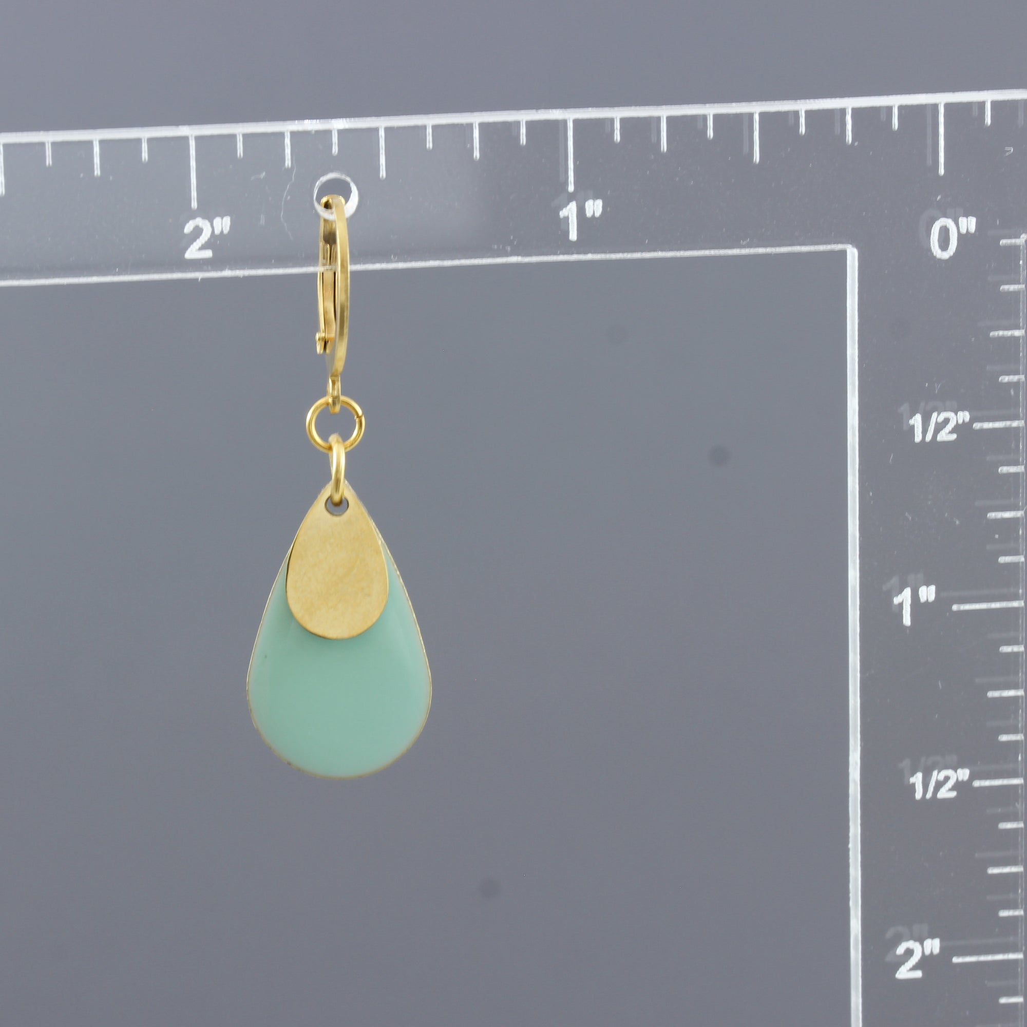 "Le Délice" Waterproof "Imperméable” Waterproof Aqua Enamel and Gold Teardrop Drop Earrings