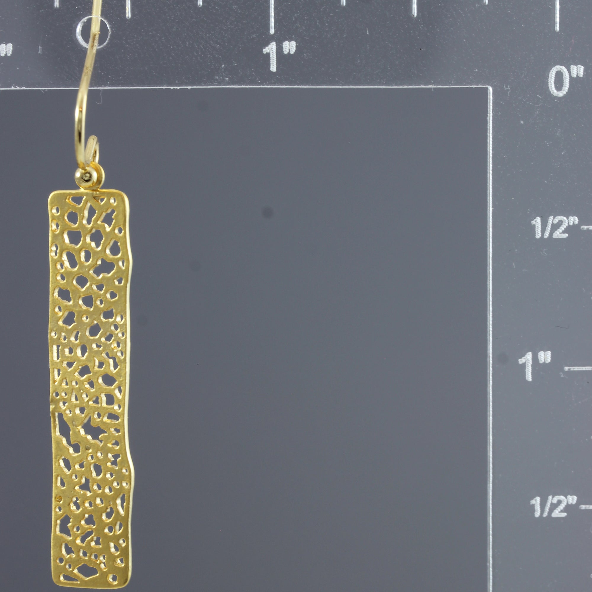 "L'Or" Matte Gold Medium Filigree Rectangular Earrings