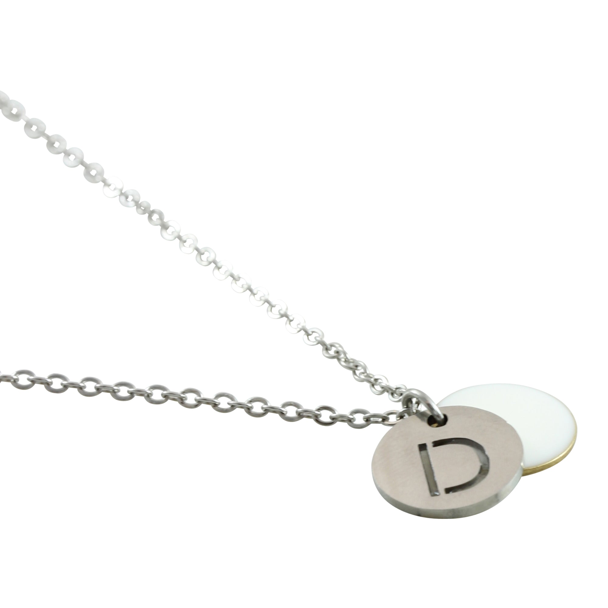 "Le Délice" Waterproof "Imperméable” Personalized Initial Necklace with White Enamel Charm