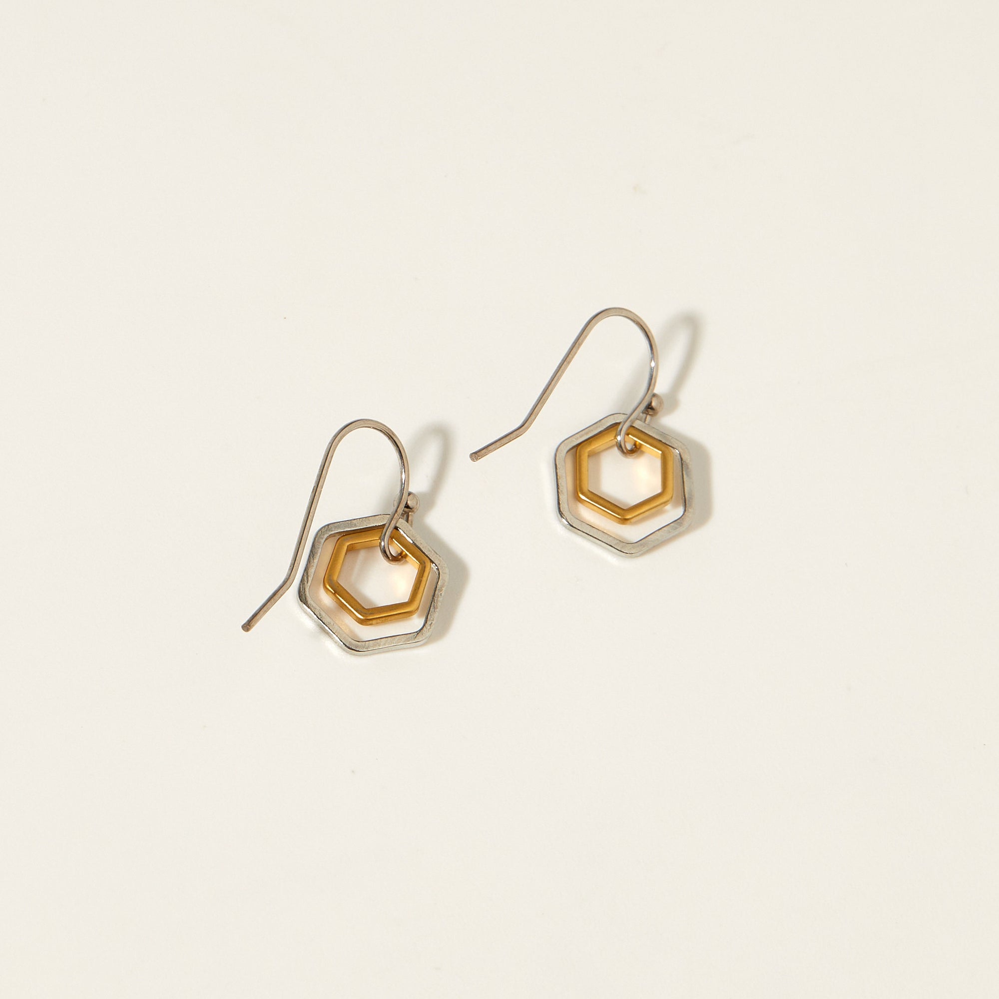 "Le Contour" Silver and Matte Gold Tiny Hoop Mixed Metal Earrings