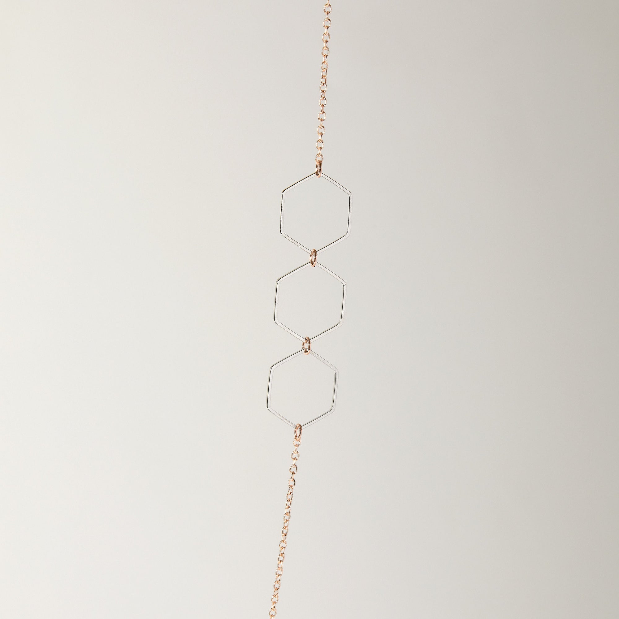 "Le Contour" Honeycomb Hexagon Rose Gold Long Necklace