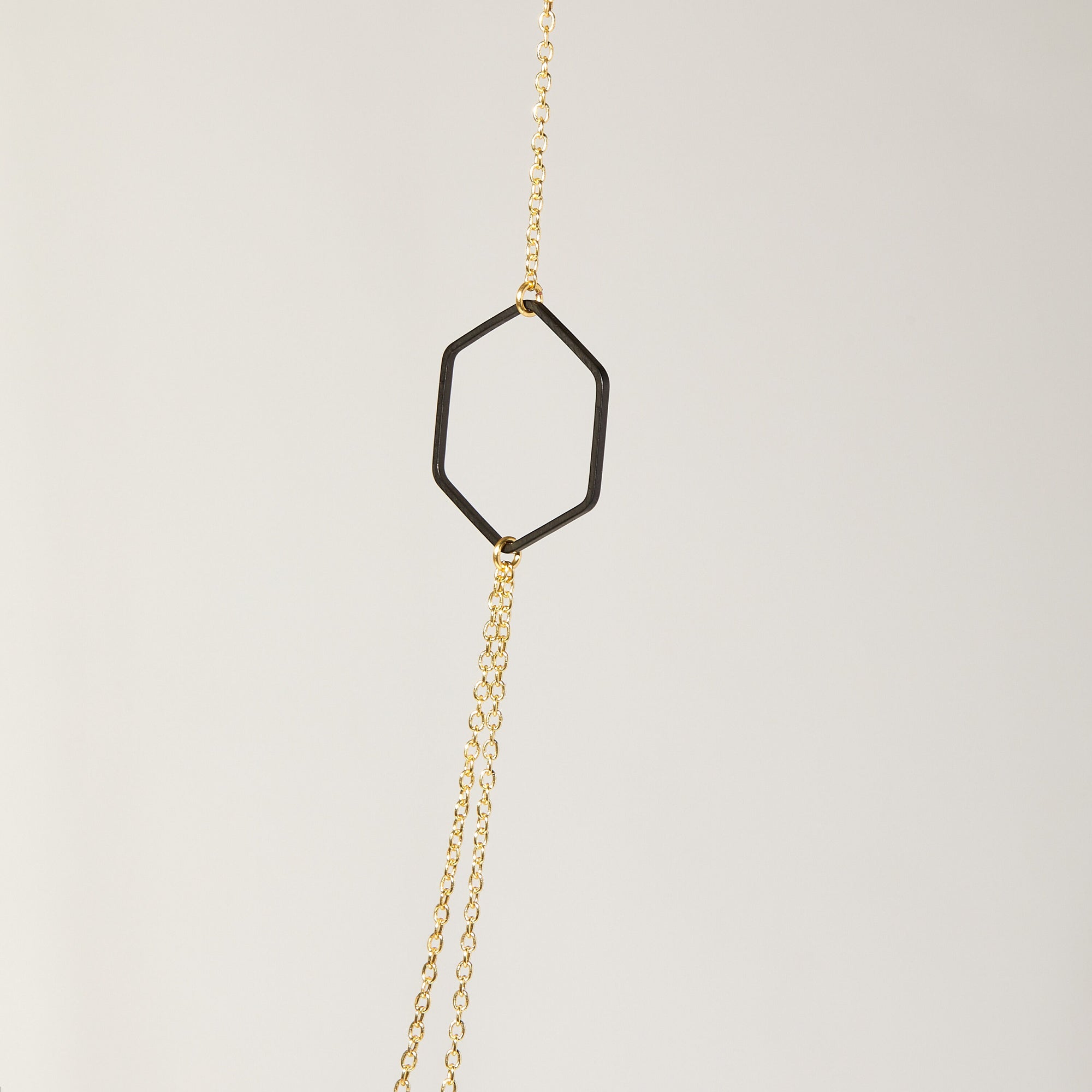 "Le Contour" Layered Black & Gold Hexagon Necklace For Women