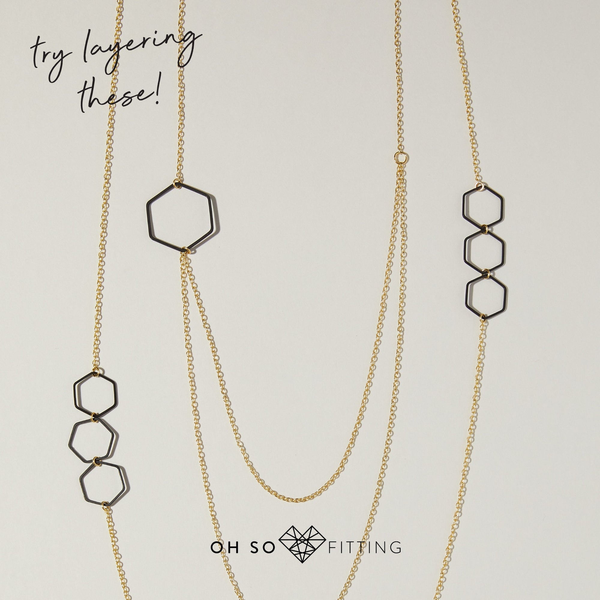 "Le Contour" Layered Rose Gold Hexagon Necklace For Women
