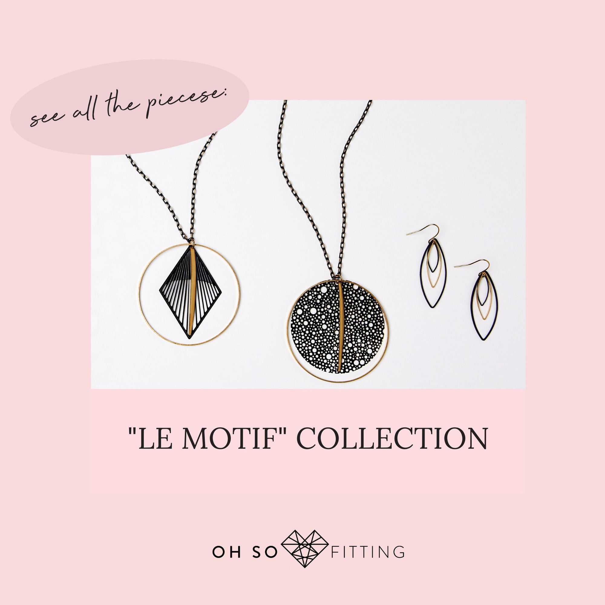 "Le Motif" Large Drop Hoop Earrings with Charm