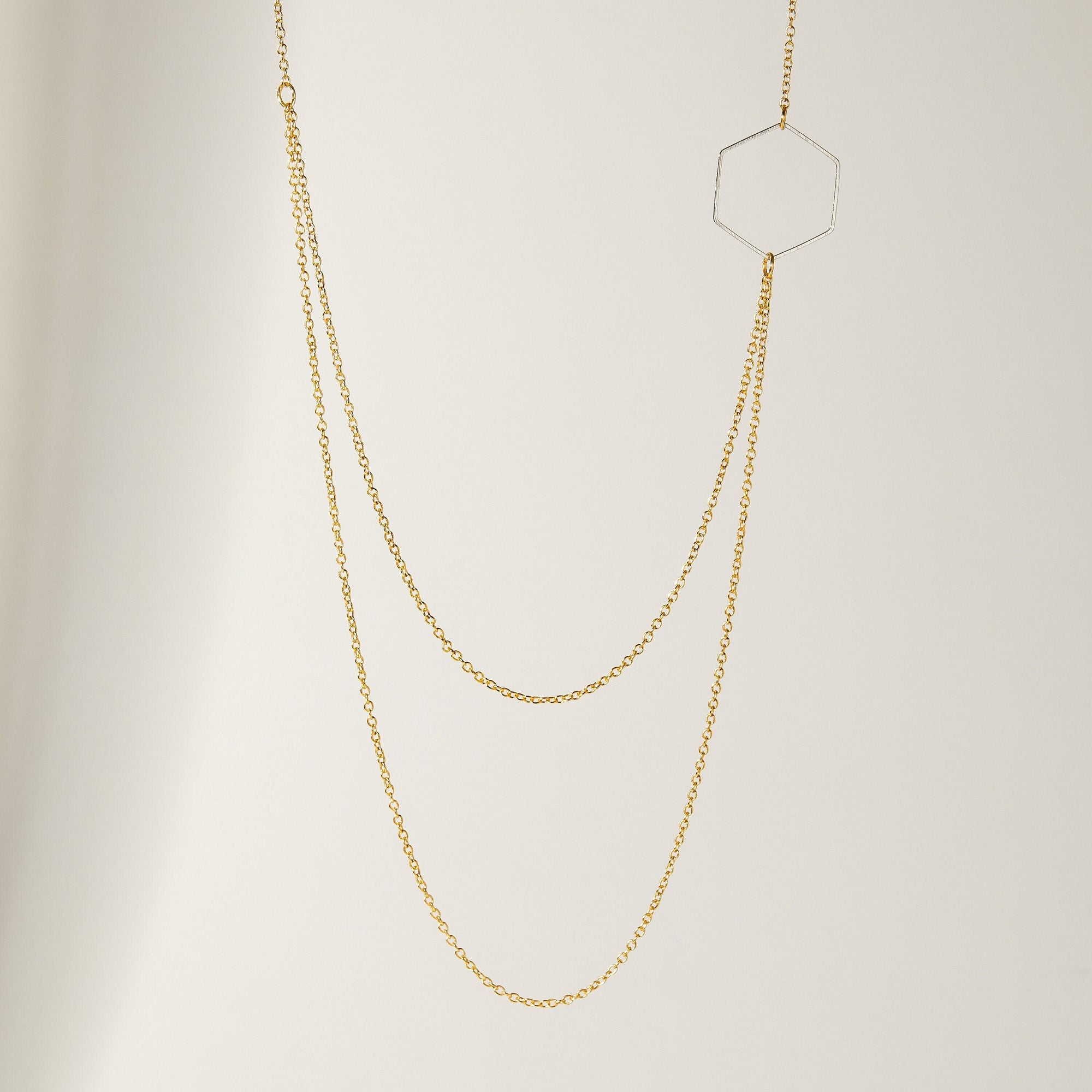 "Le Contour" Layered Gold & Silver Hexagon Necklace For Women