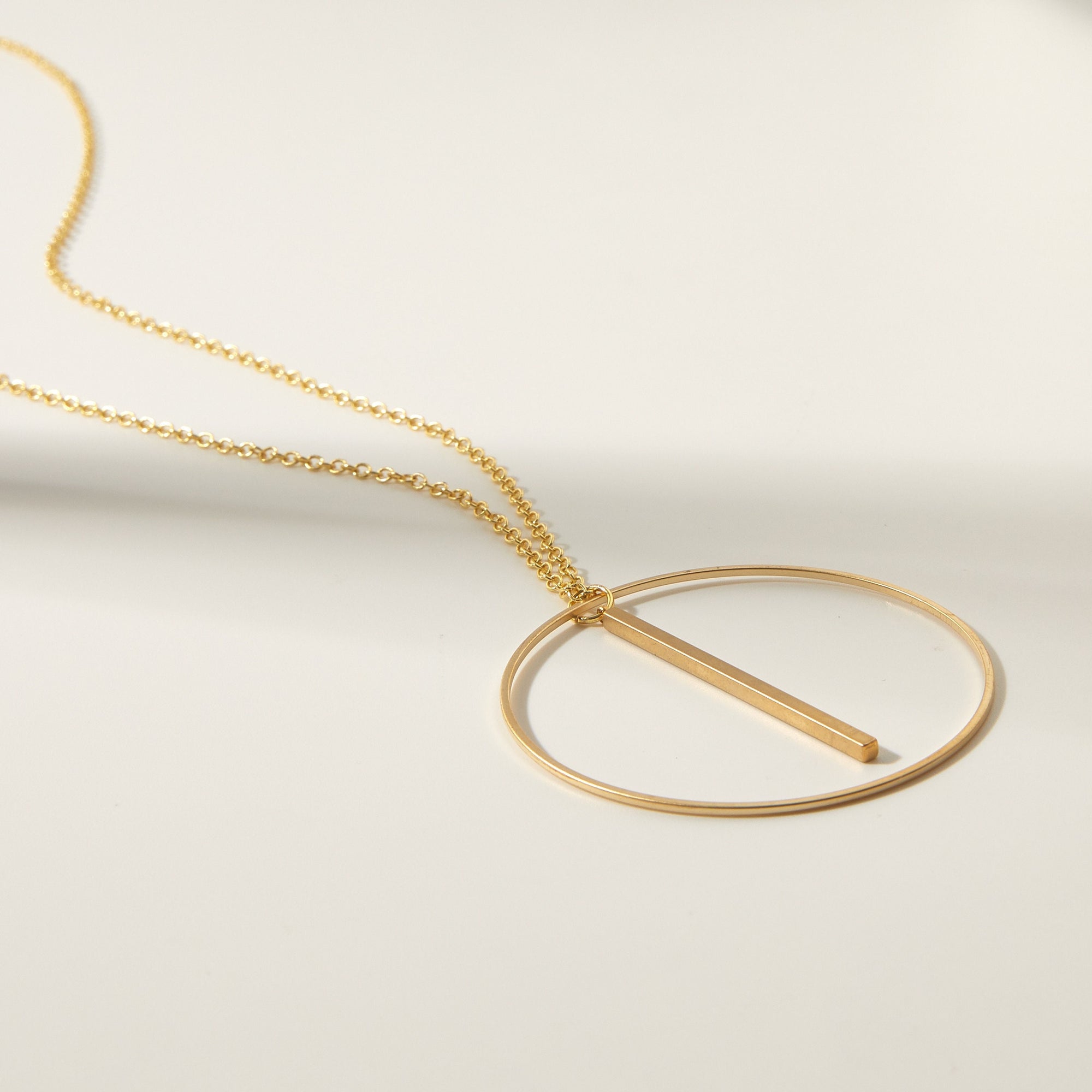"L'Or" Gold Circle and Bar Necklace