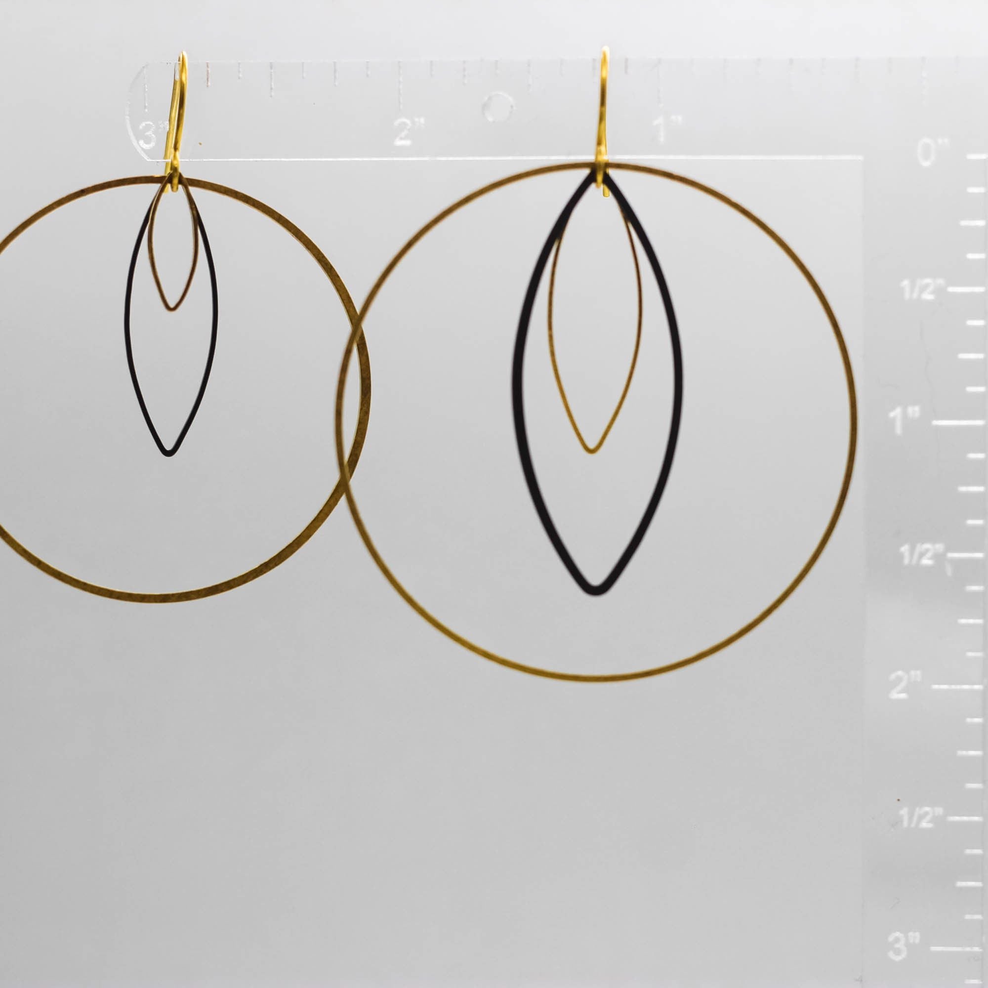 "Le Motif" Medium Mixed Metal Geometric Hoop Earrings Women
