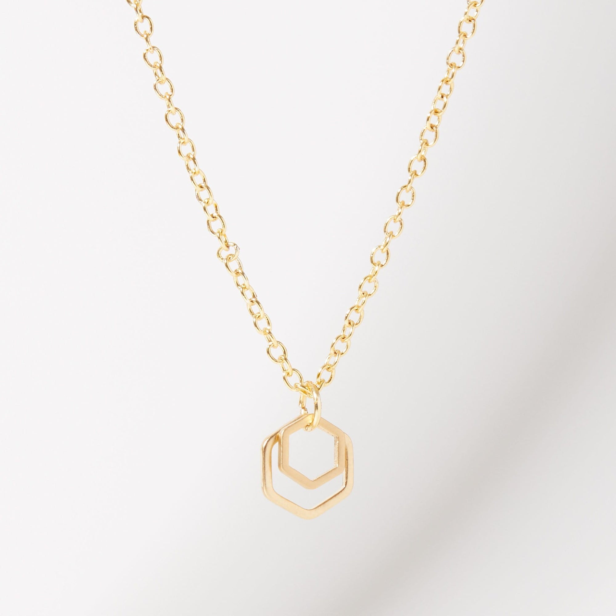 "Le Contour" Mini Hexagon Gold Necklace