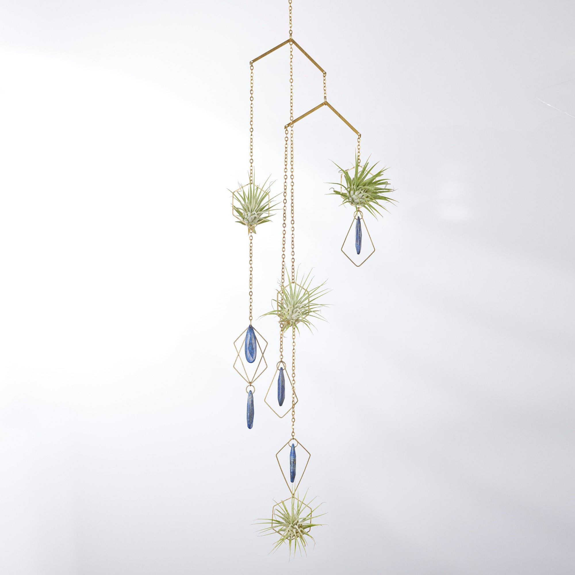 air plant crystal holder Bijoux de Maison" Lapis Lazuli Hanging Air Plant Holder Mobile