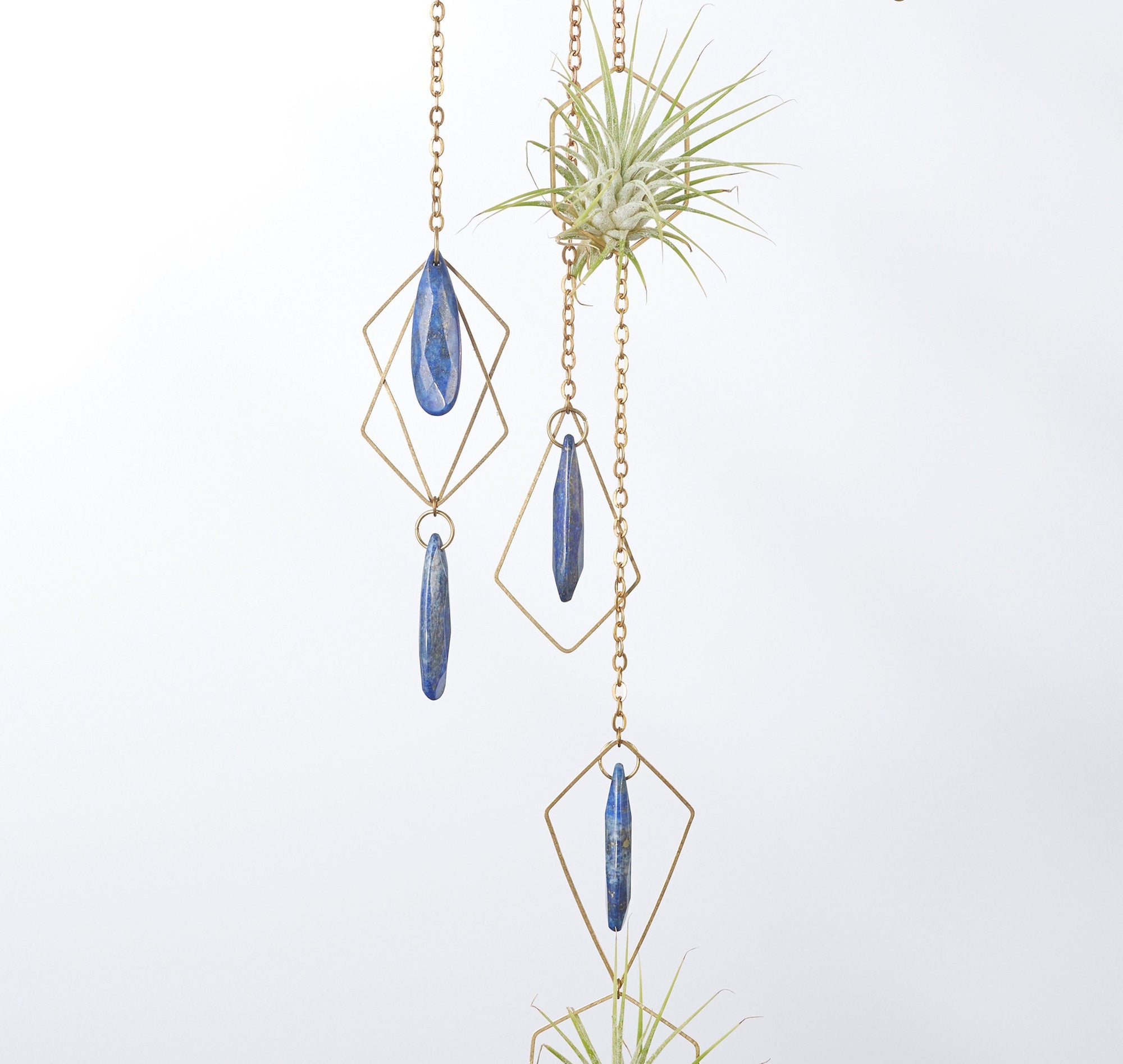 "Bijoux de Maison" Lapis Lazuli Hanging Air Plant Holder Mobile