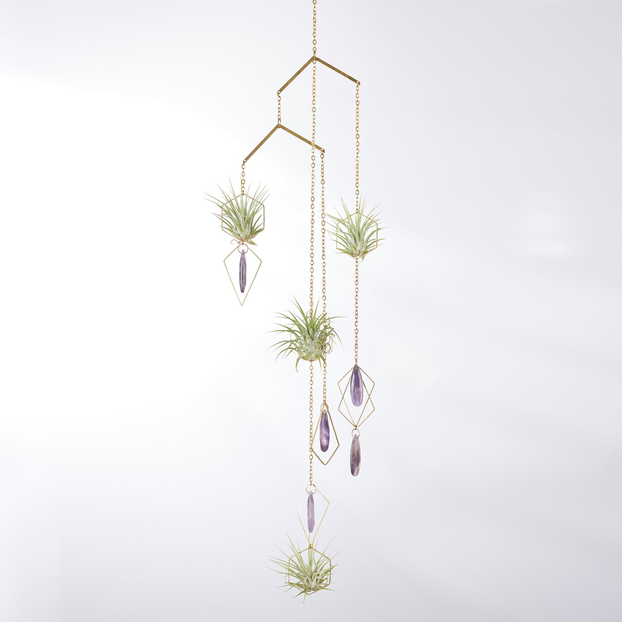 plant hanging holder Bijoux de Maison" Amethyst Hanging Air Plant Holder Mobile