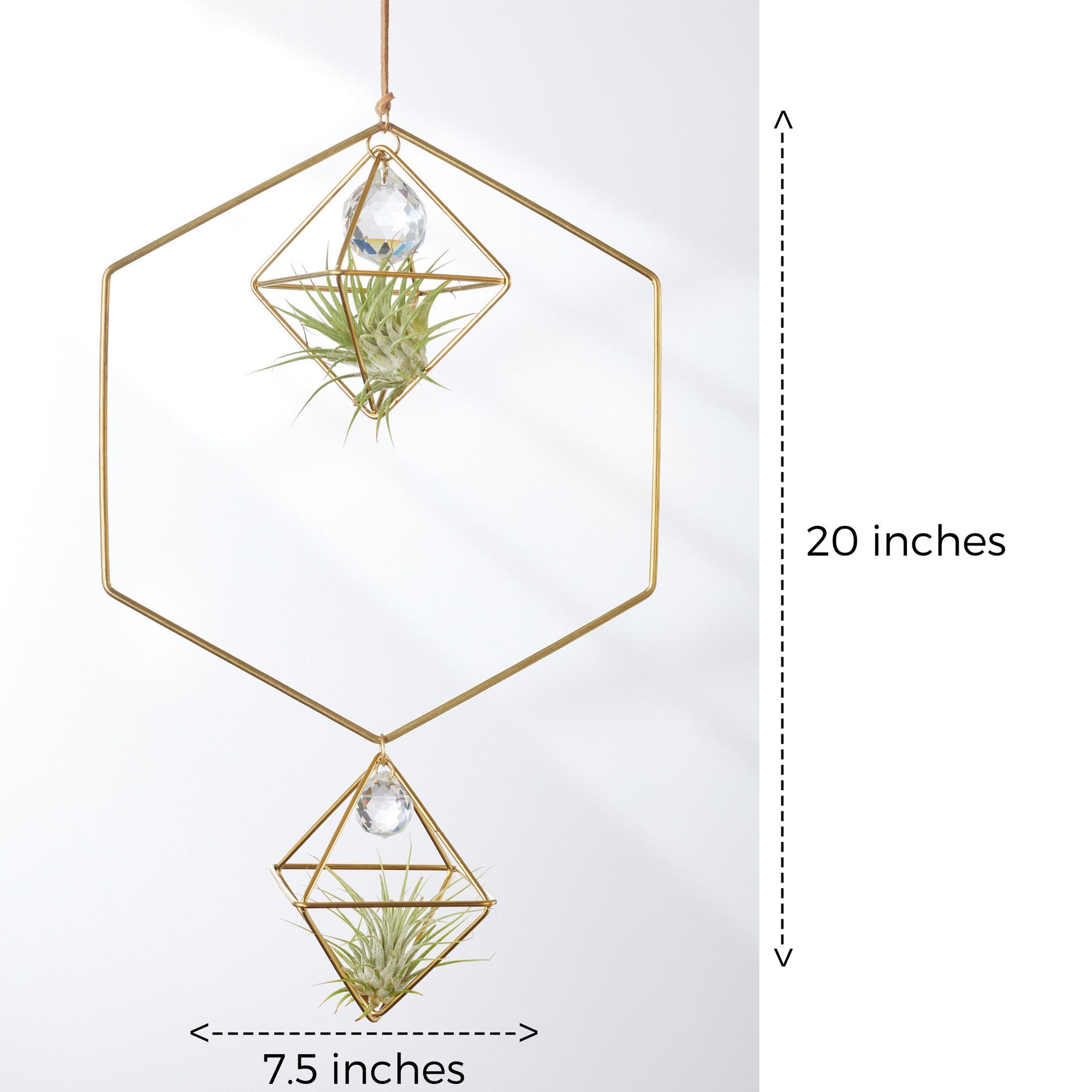 20 inch plant hanger Bijoux de Maison" Hanging Air Plant Holder Hexagon with Prism