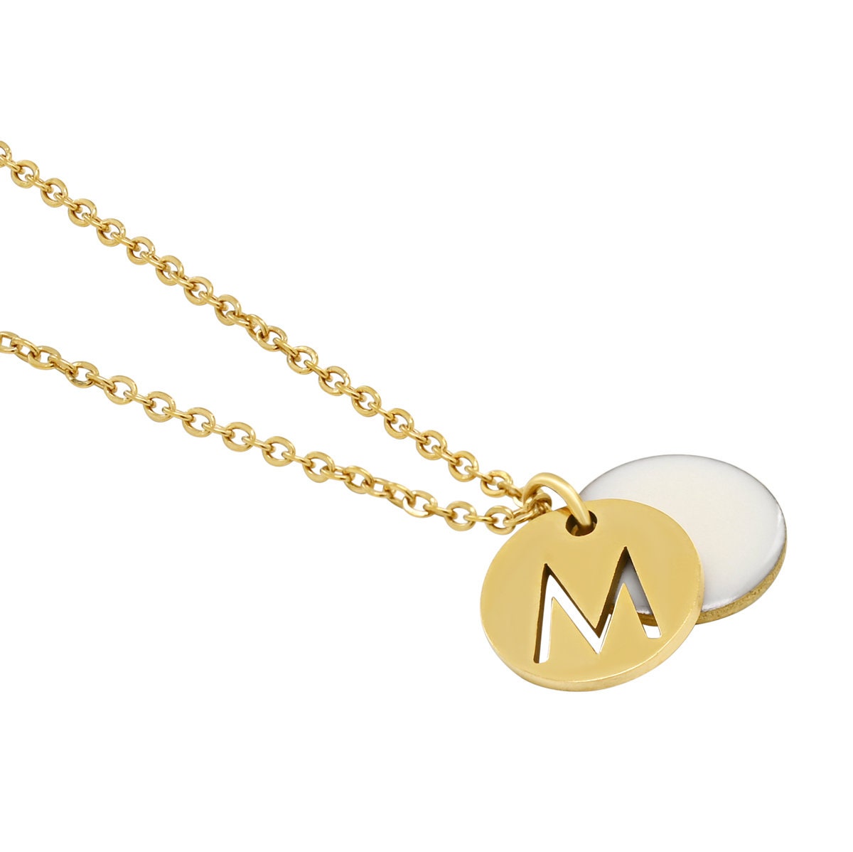 "Le Délice" Waterproof "Imperméable” Personalized Initial Necklace with White Enamel Charm