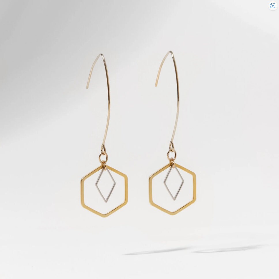 "Le Contour" Rose Gold & Silver Hexagon Earrings Bundle | Gift exchange