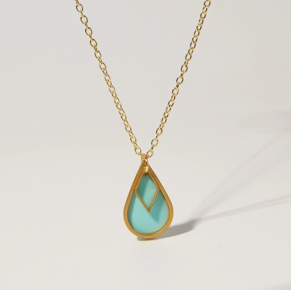 "Le Délice" Aqua Teardrop Pendant Necklace Bundle