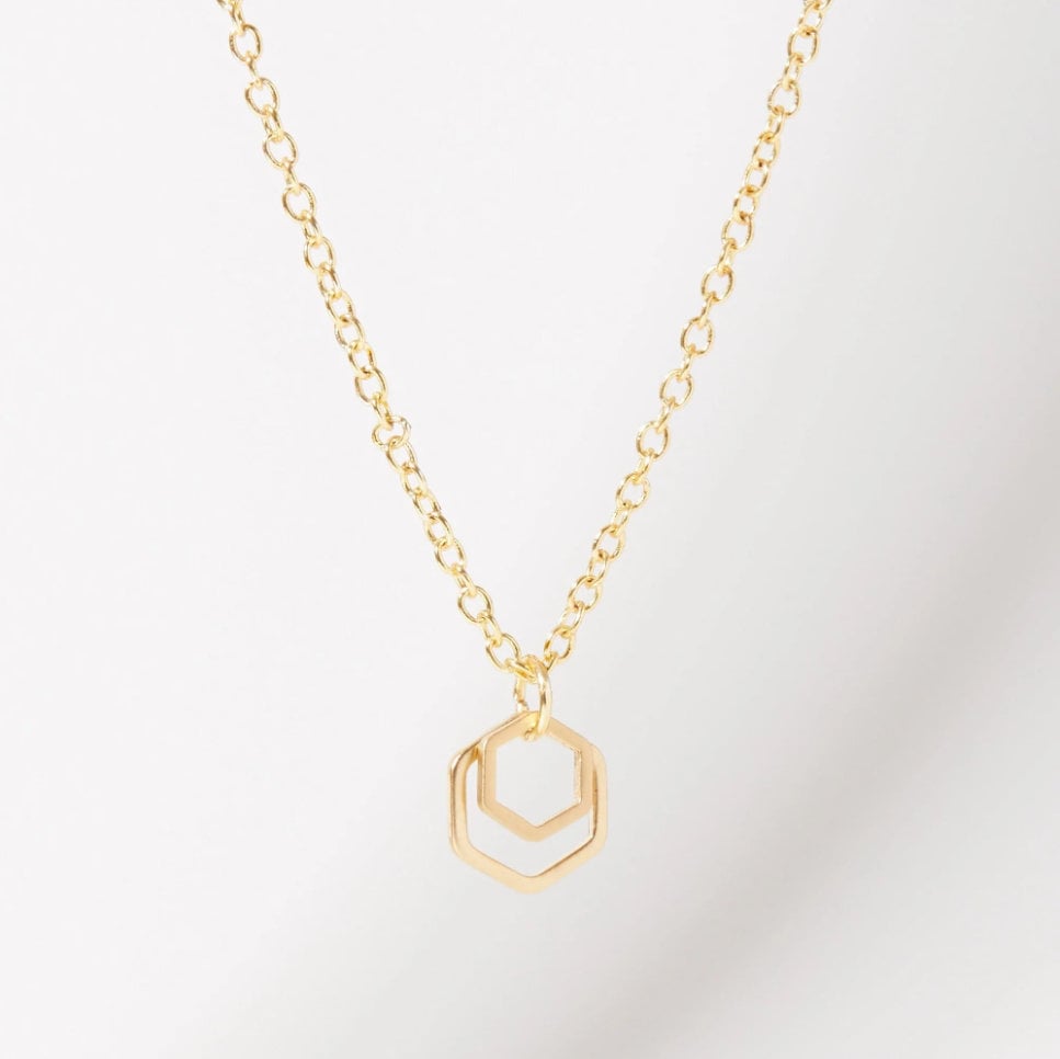 "Le Contour" Mini Hexagon Gold Necklace Bundle