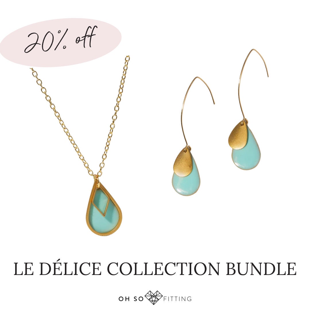 "Le Délice" Aqua Teardrop Pendant Necklace Bundle