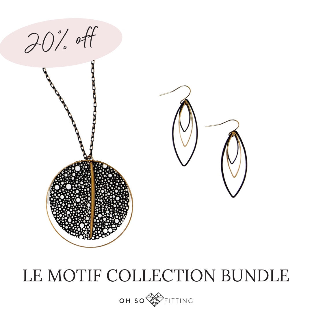 "Le Motif" Honeycomb Black and Brass Necklace Bundle