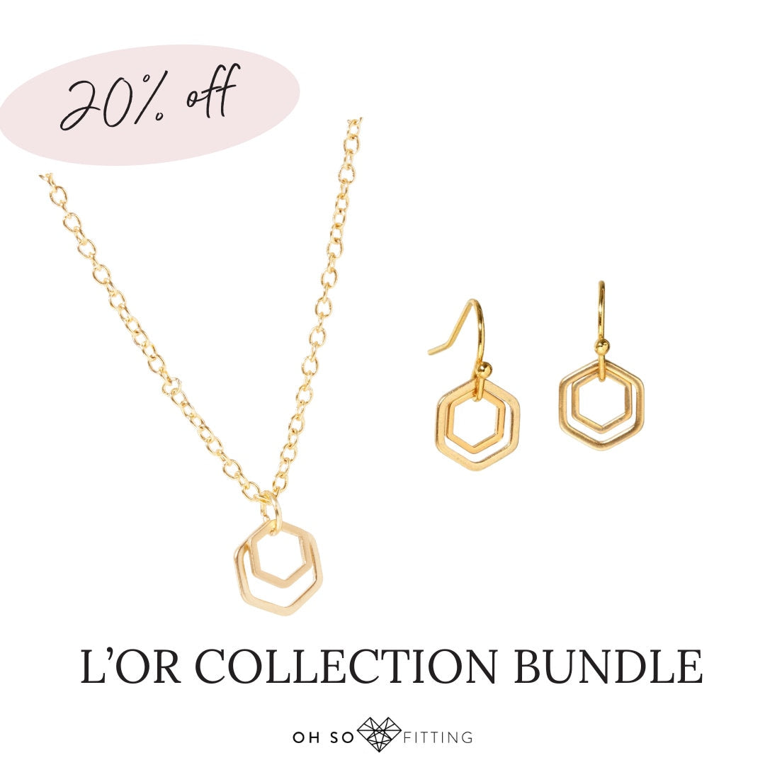 "Le Contour" Mini Hexagon Gold Necklace Bundle