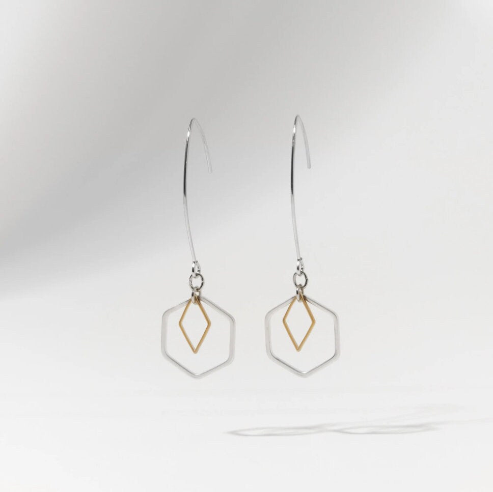 "Le Contour" Rose Gold & Silver Hexagon Earrings Bundle | Gift exchange